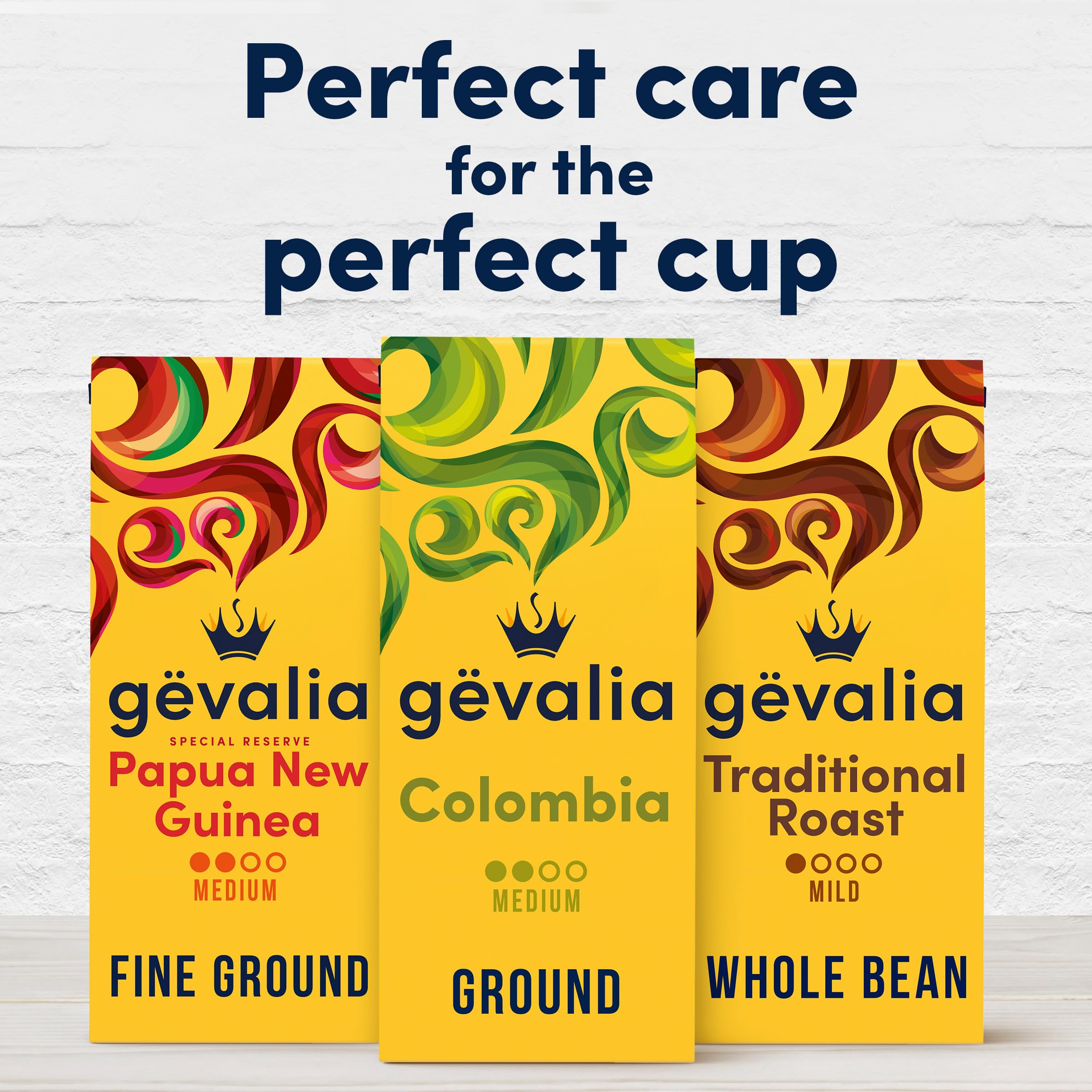 Gevalia Colombia ground coffee morning ritual scene highlights easy daily brewing.