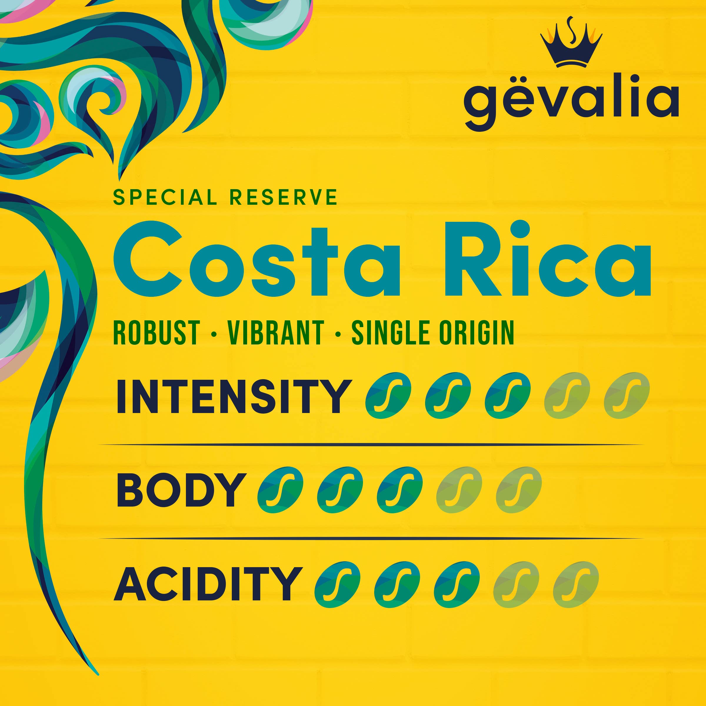 Gevalia Costa Rica Special Reserve Rainforest Alliance seal indicating responsible sourcing.