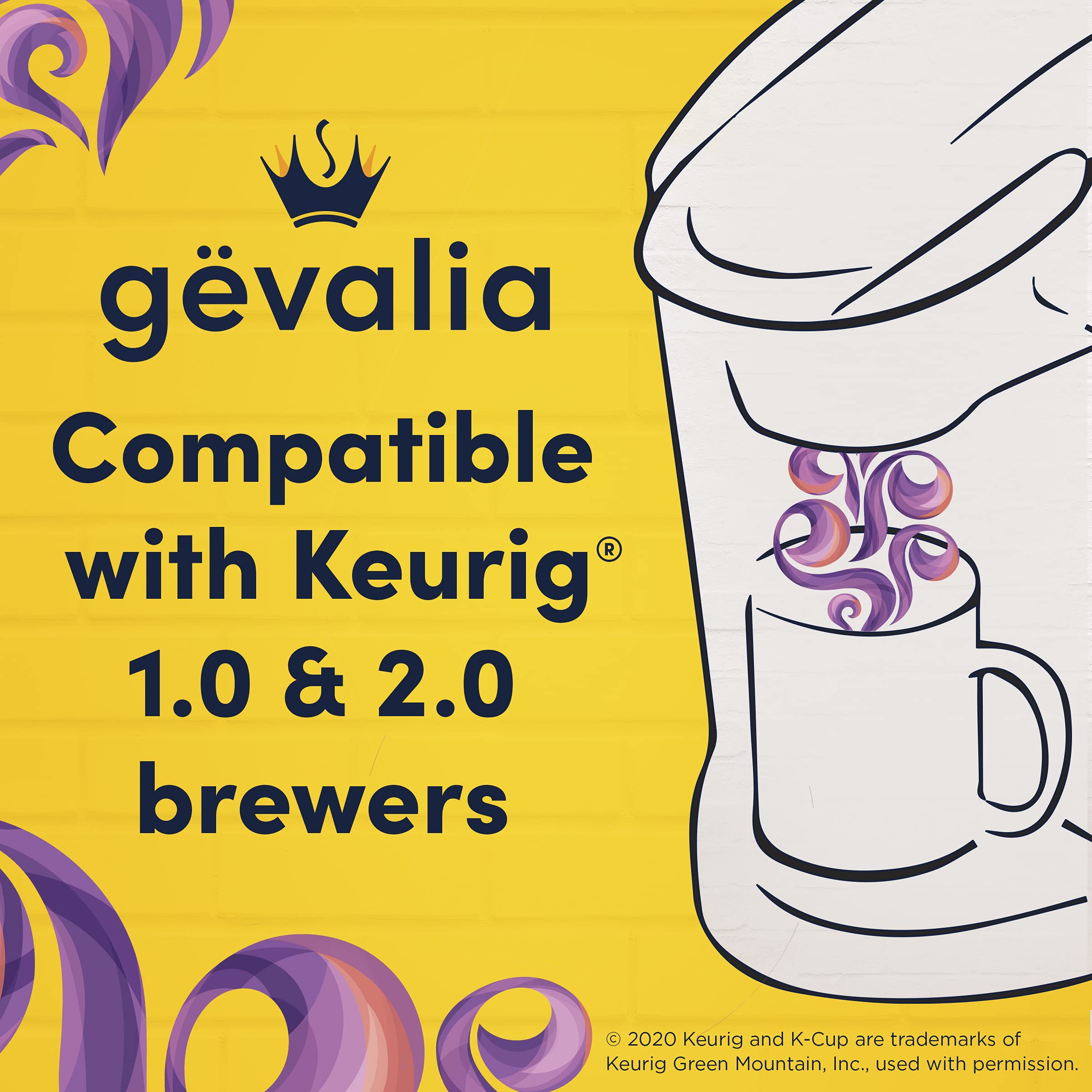 Gevalia Dark Royal Roast K-Cups compatible with Keurig 1.0/2.0 for easy brew.