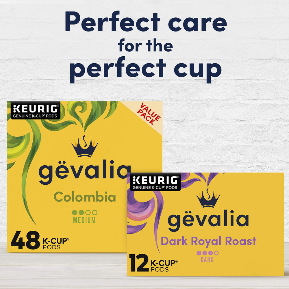 Gevalia Dark Royal Roast K-Cups in Kosher-friendly packaging for convenient stocking and use.