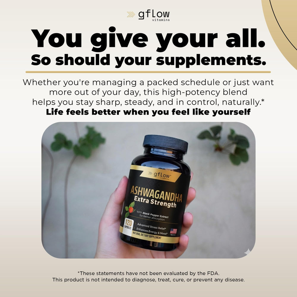 gflow Ashwagandha vegan-form label emphasizing clean ingredients