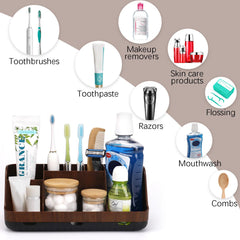 GFWARE wooden bathroom organizer fits countertops and vanities, maximizing storage space