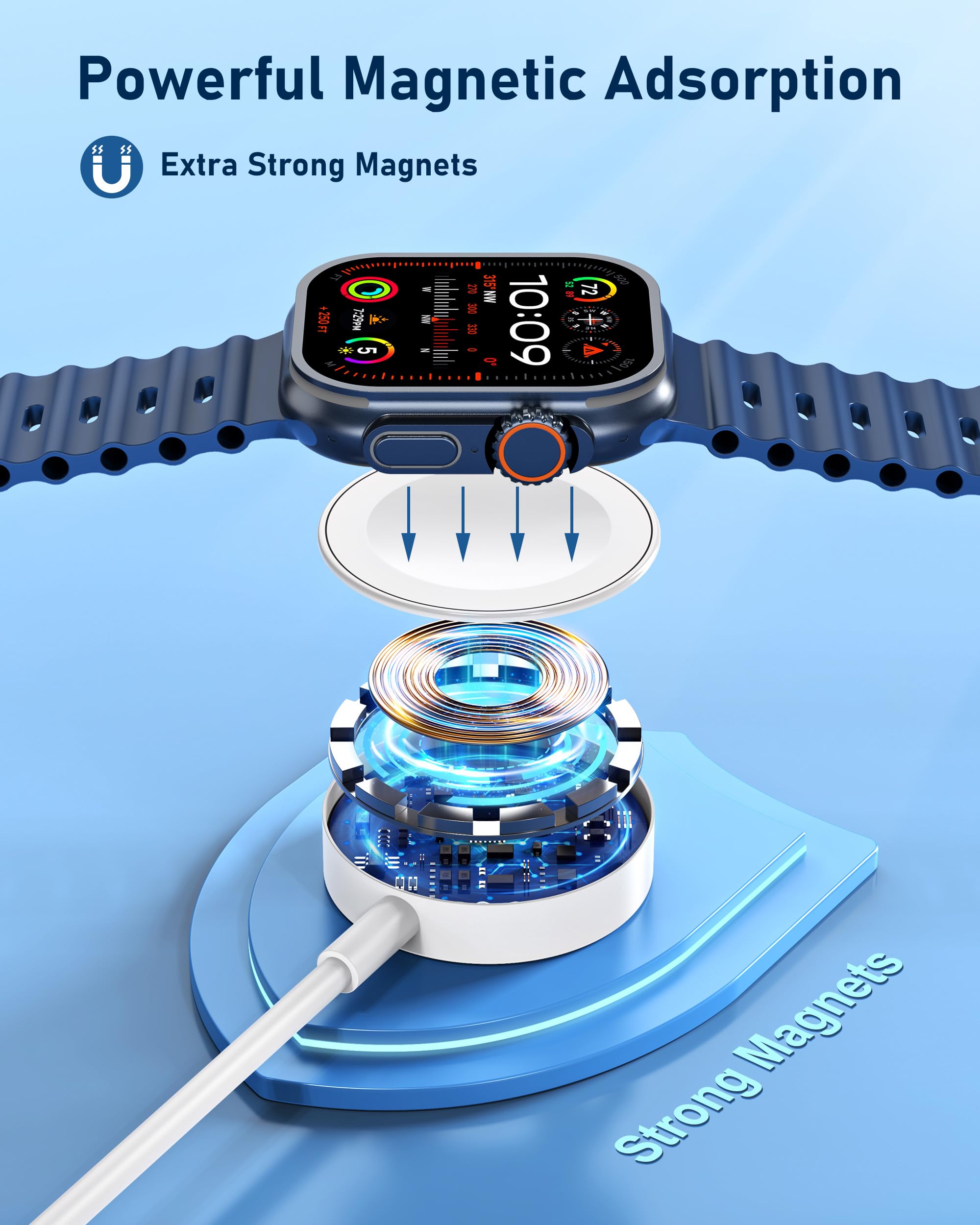 GGFim magnetic Apple Watch charger aligns for easy bedside charging.