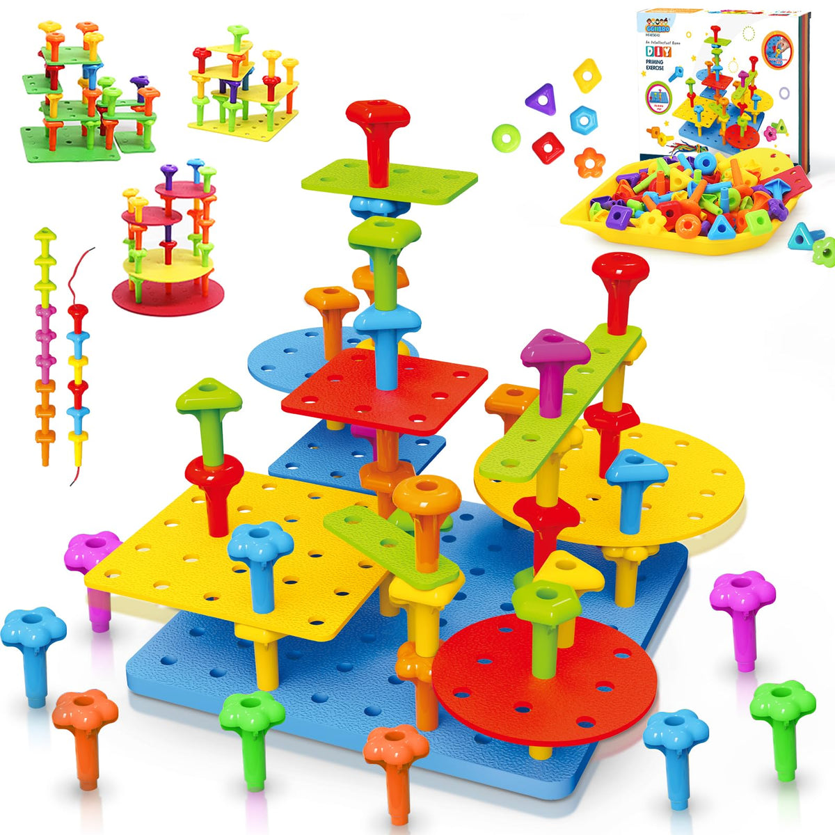 Ggiibro peg board toy base plates enabling sturdy beginner builds and play.