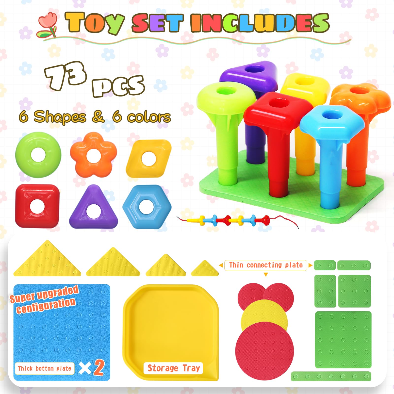 Ggiibro peg board toy bridge plates for varied connecting structures and designs.