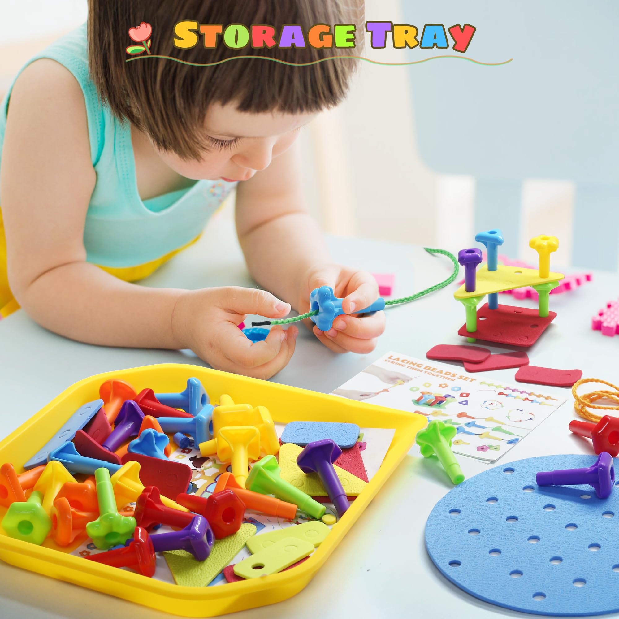 Ggiibro peg board toy color palette adds visual appeal and color matching.