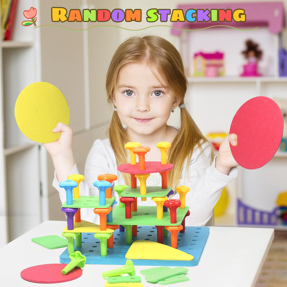 Ggiibro peg board toy storage bag keeps all pieces neatly together.