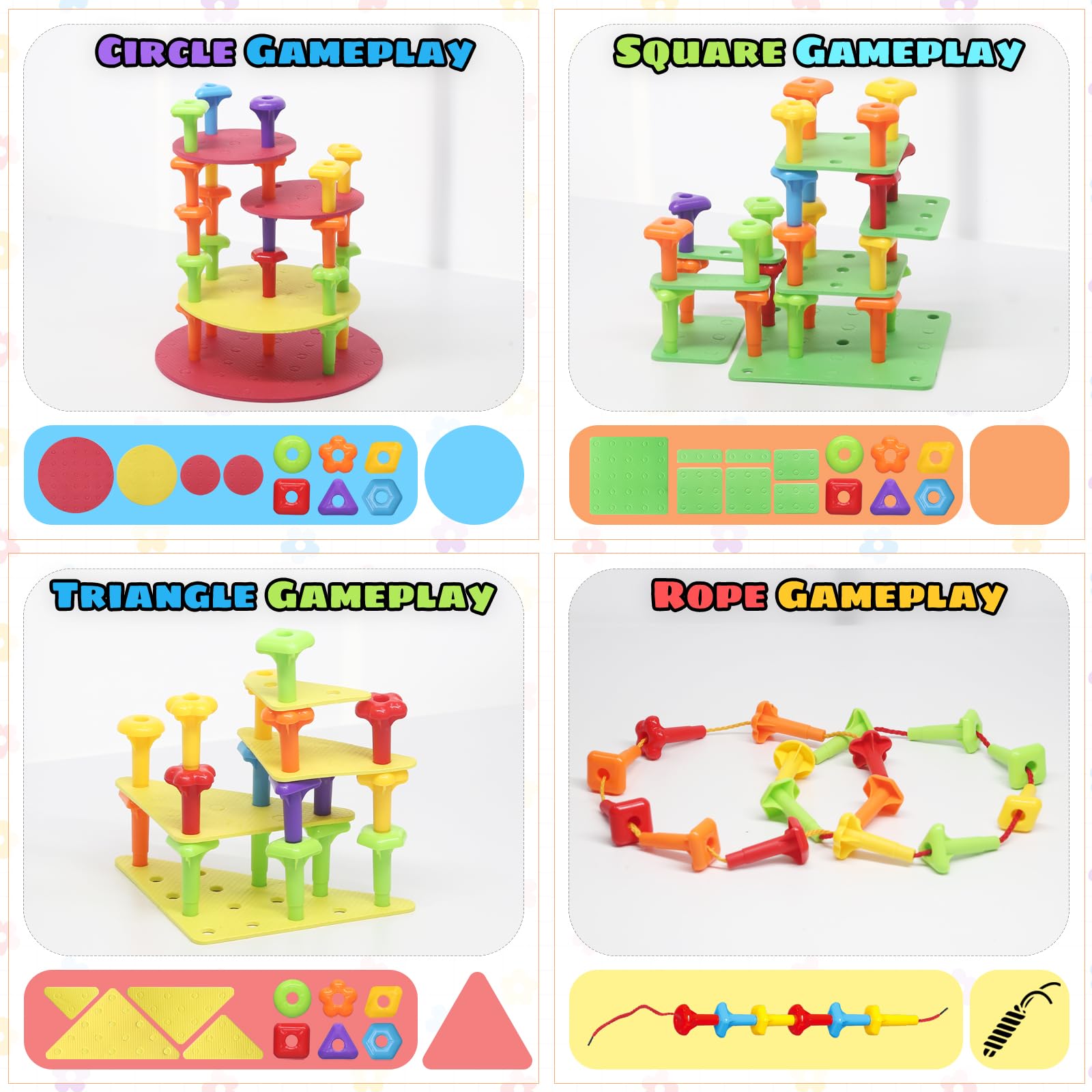 Ggiibro peg board toy tray storage helps organize pieces after play sessions.
