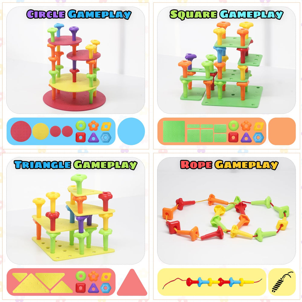 Ggiibro peg board toy tray storage helps organize pieces after play sessions.