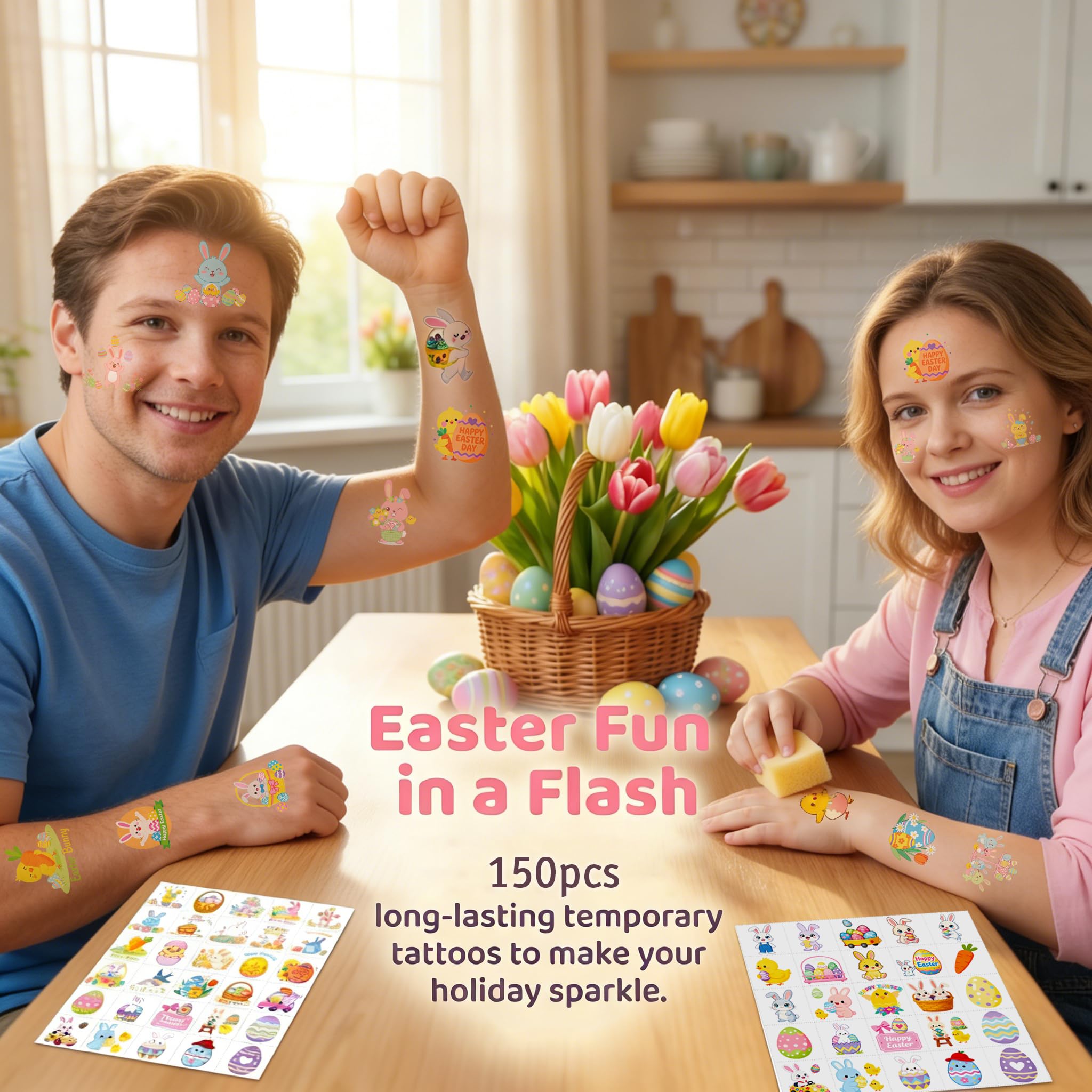 GgXanthyll Easter tattoos waterproof, vibrant colors for all-day wear