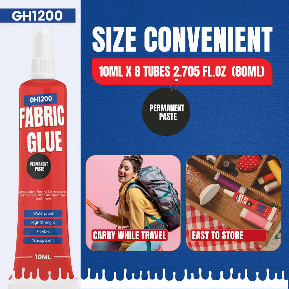 GH1200 Fabric Glue dries clear with minimal visible residue.