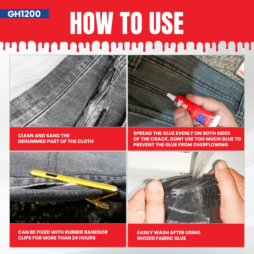 GH1200 Fabric Glue used on patches and embellishments for garments.