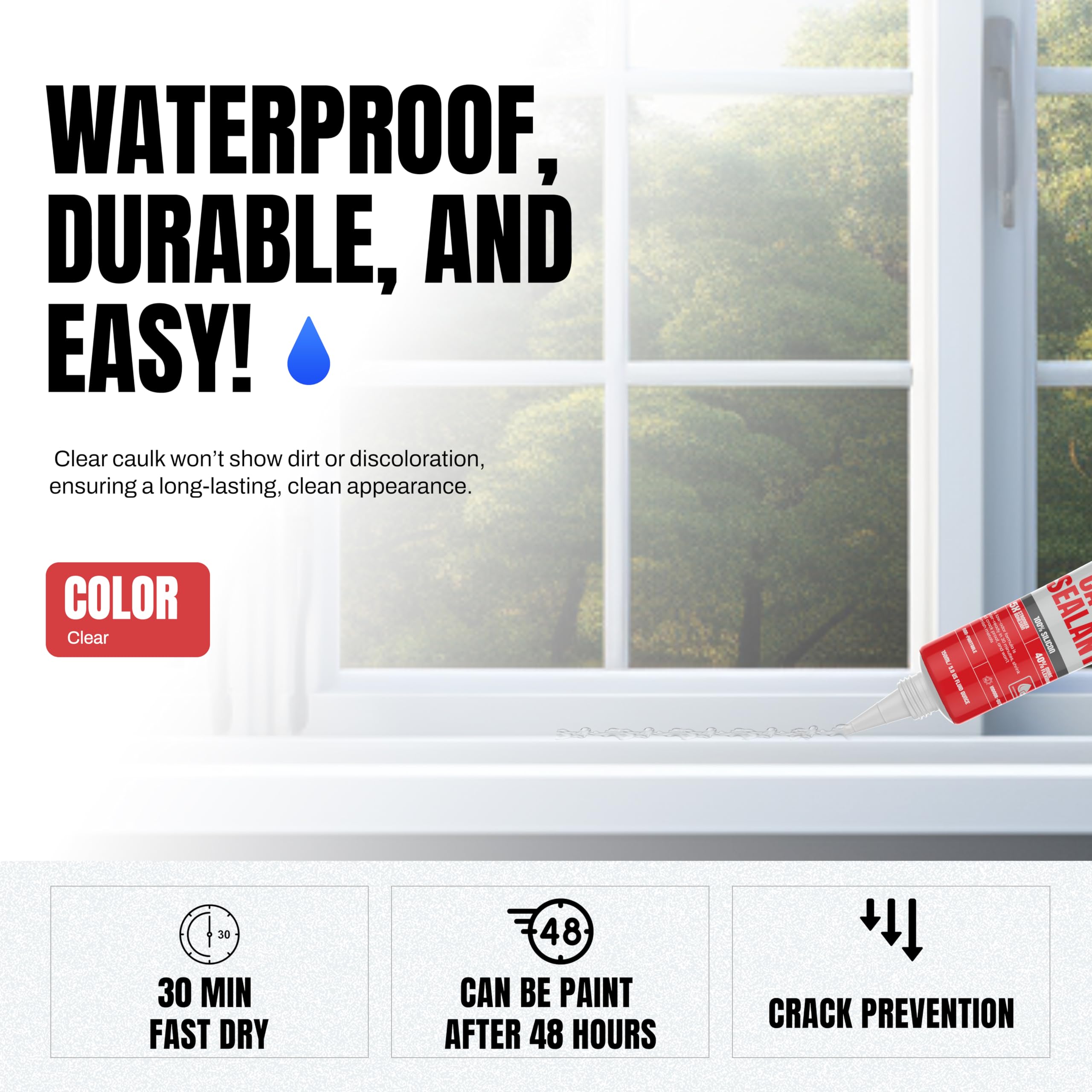 GH1200 silicone sealant on tile surface creates a durable waterproof seal.