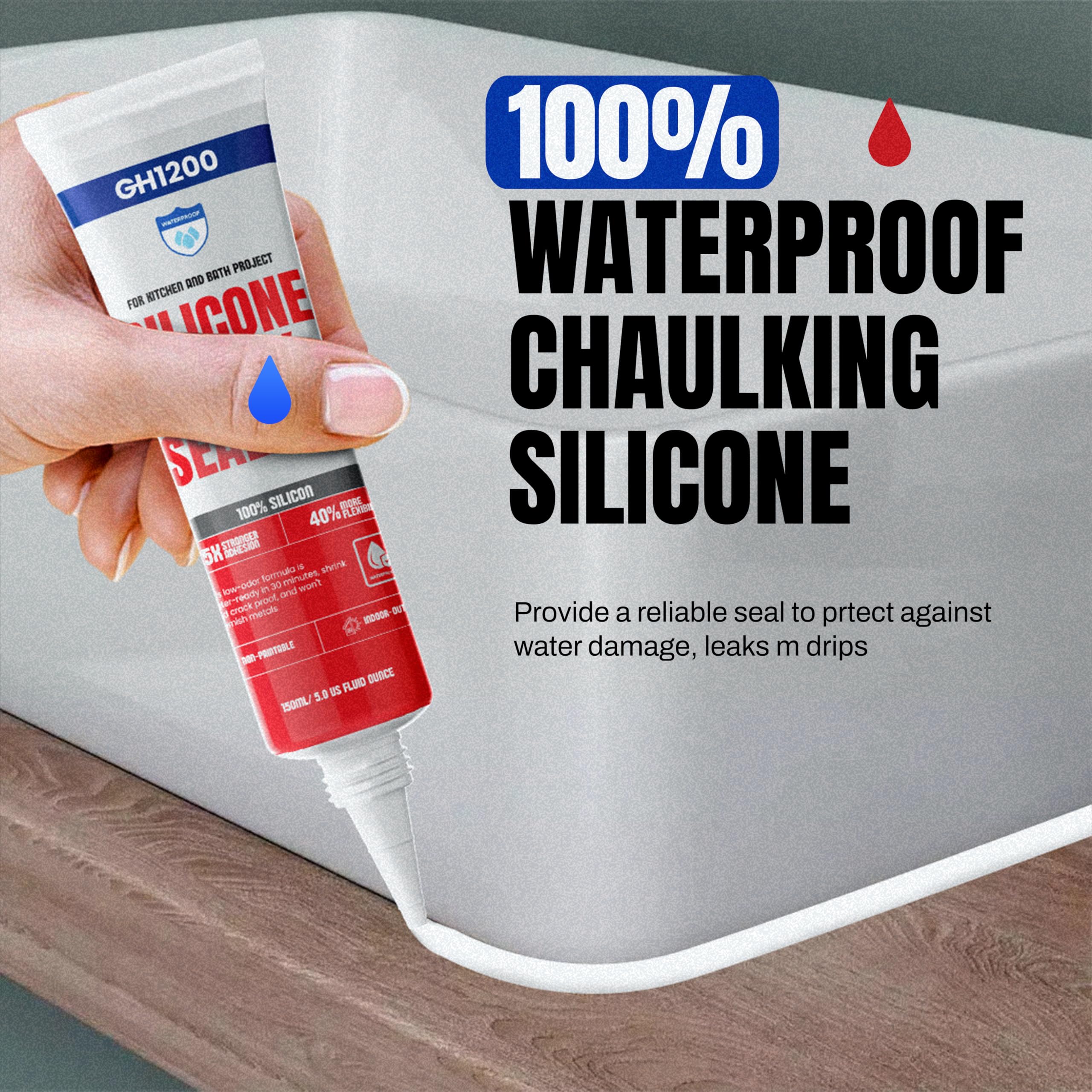 GH1200 White sealant outdoor-use durable seal against the elements.