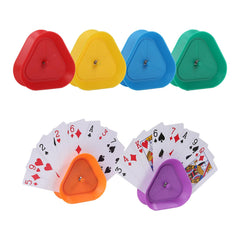 GHERPTE blue triangle card holder for hands-free gameplay and clear card visibility.