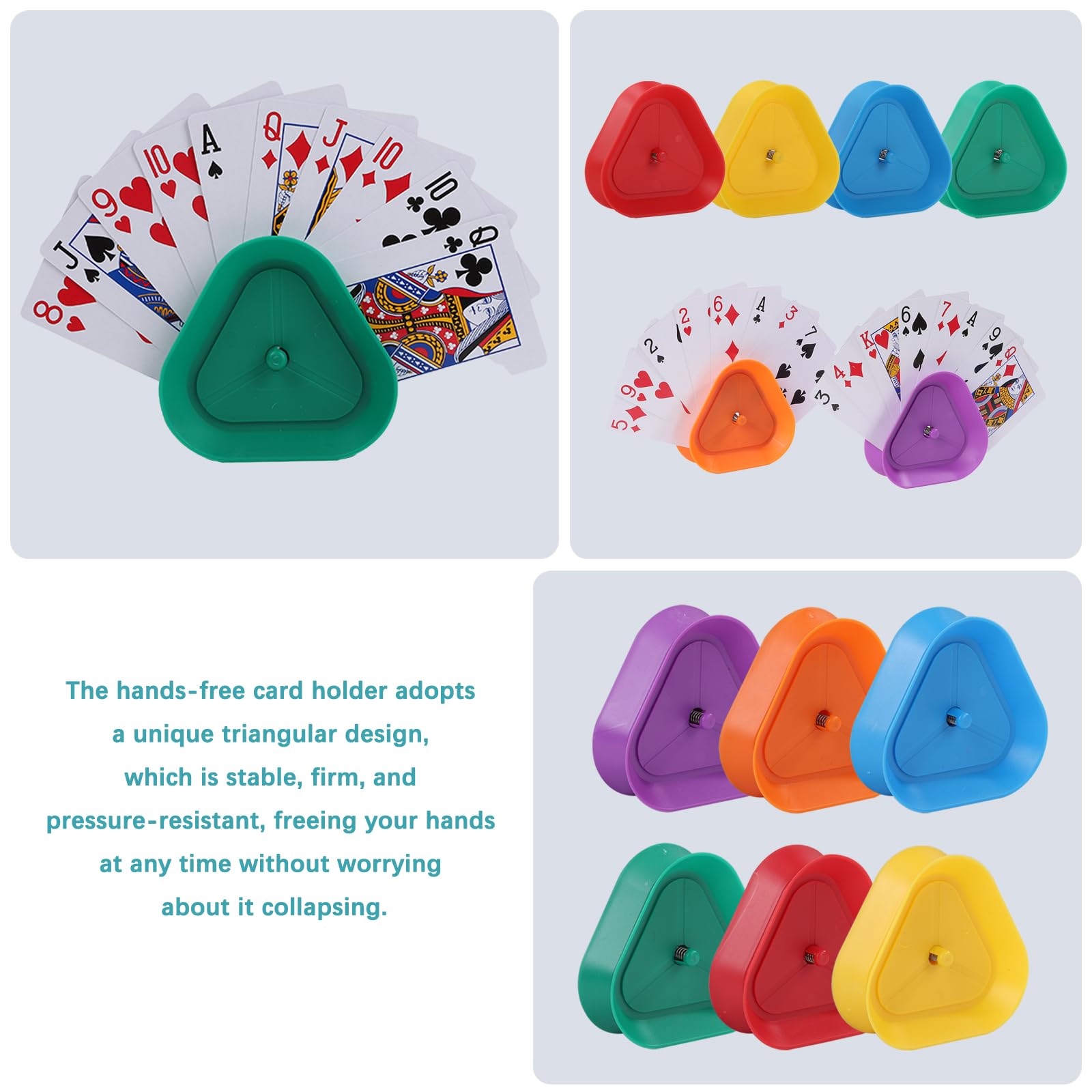 GHERPTE pink triangle card holder supports 10-12 cards for kid-friendly play.