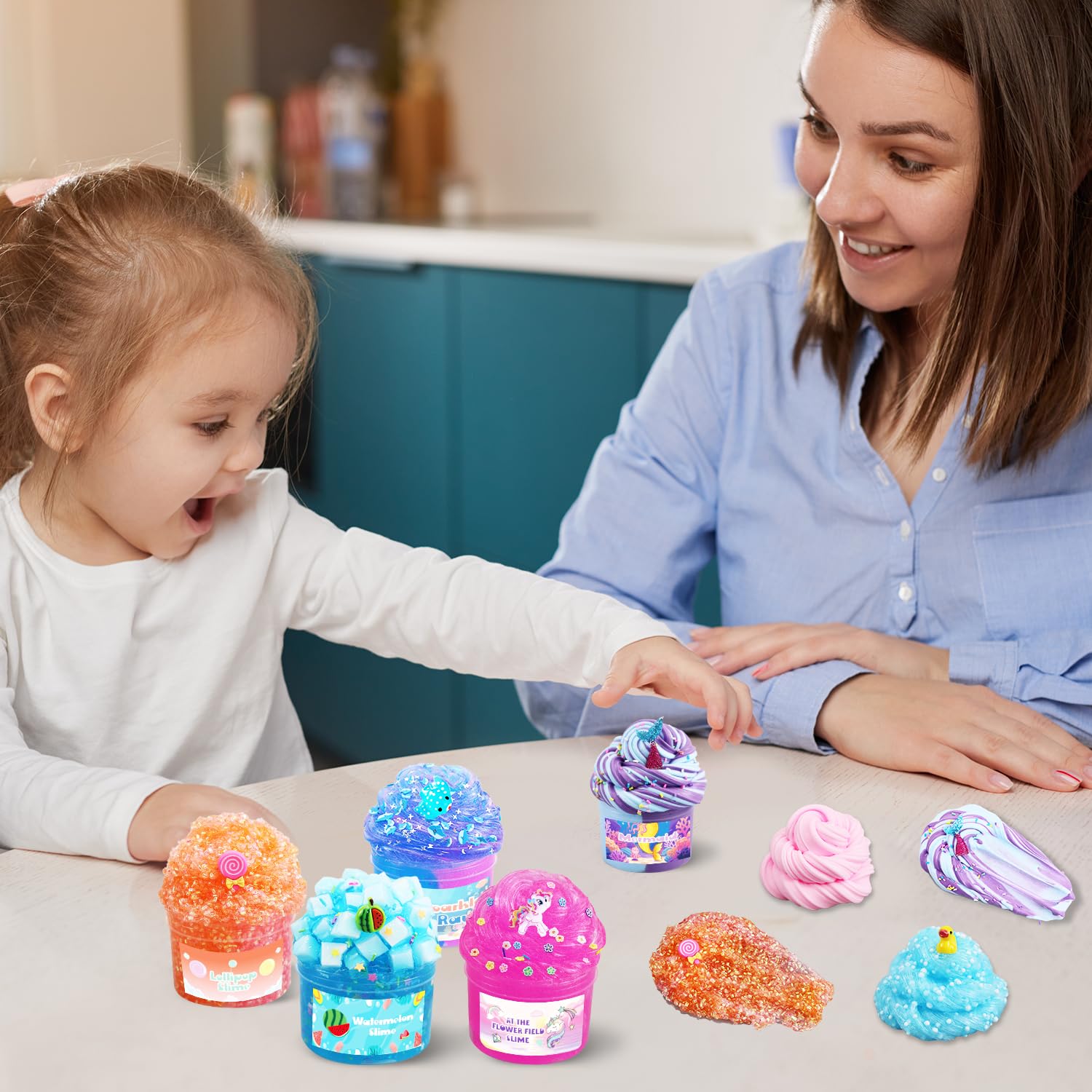 GHFEOOHN sensory slime variety for cooperative play at parties.
