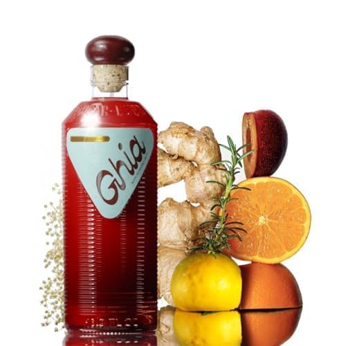 Ghia original aperitif bottle closeup for vibrant, alcohol-free social sipping.