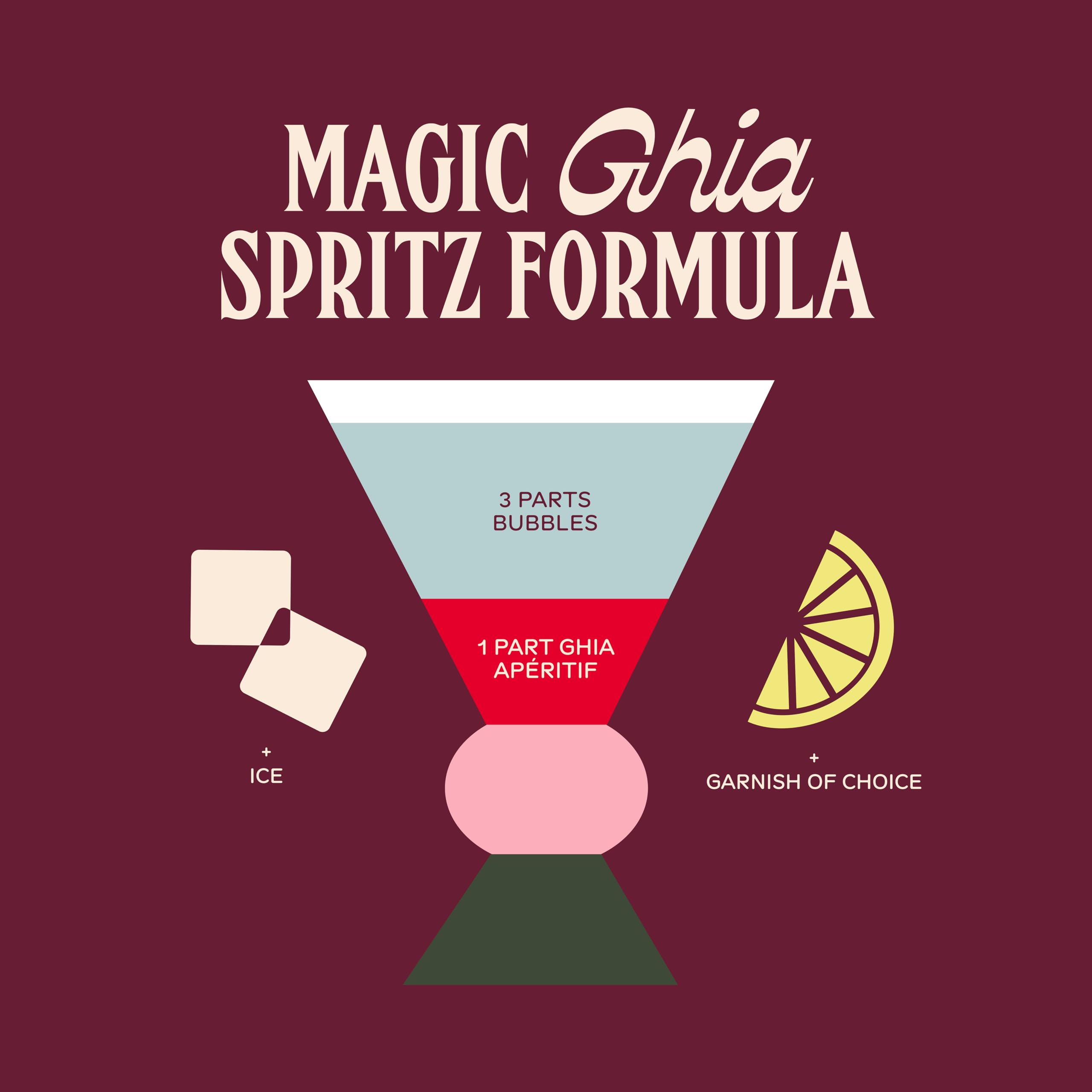 Ghia serving idea with a spritz and berries for sunny gatherings.