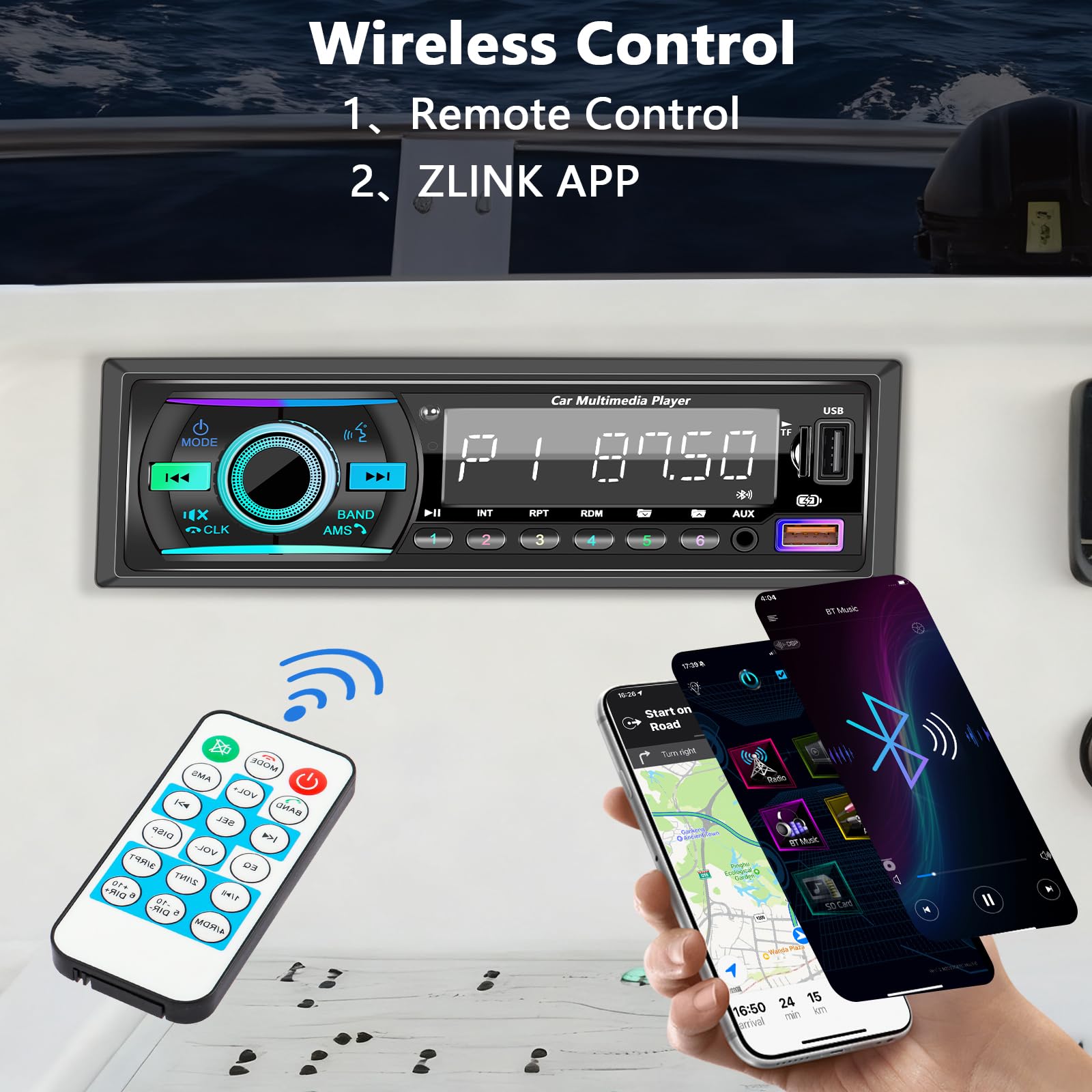 GHIOPMZ car stereo built-in mic for clear conversations
