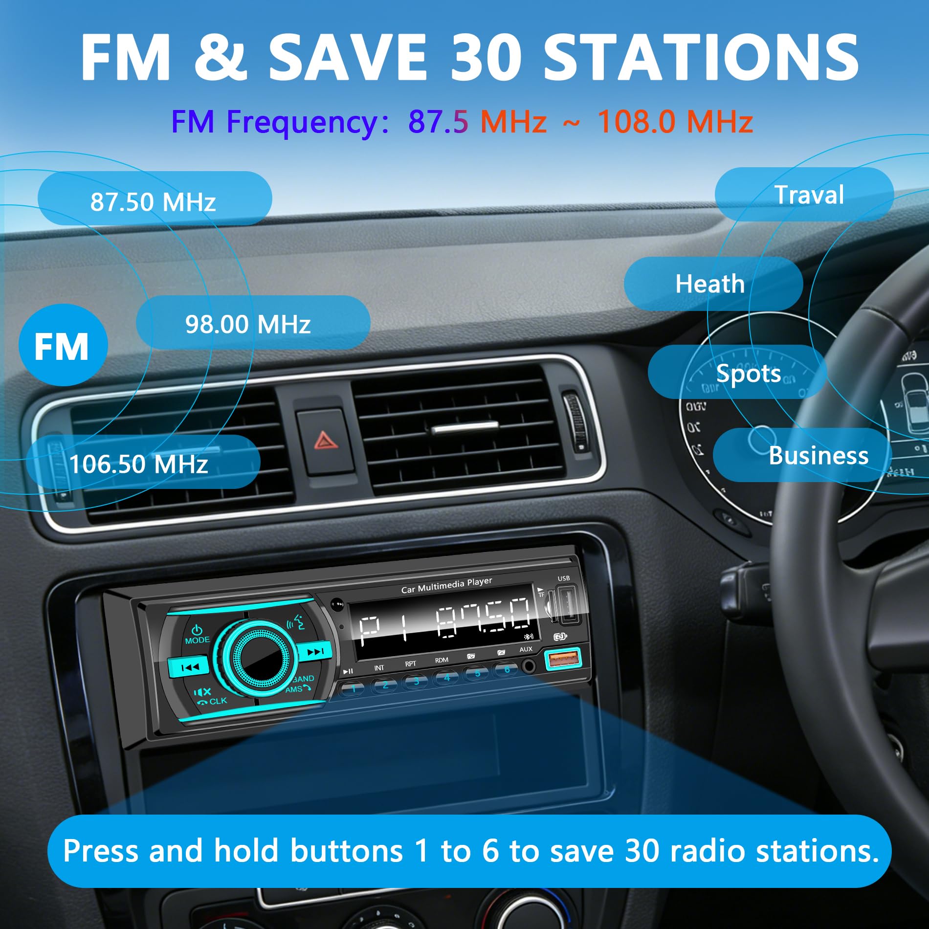 GHIOPMZ car stereo USB, AUX, and RCA for versatile audio playback