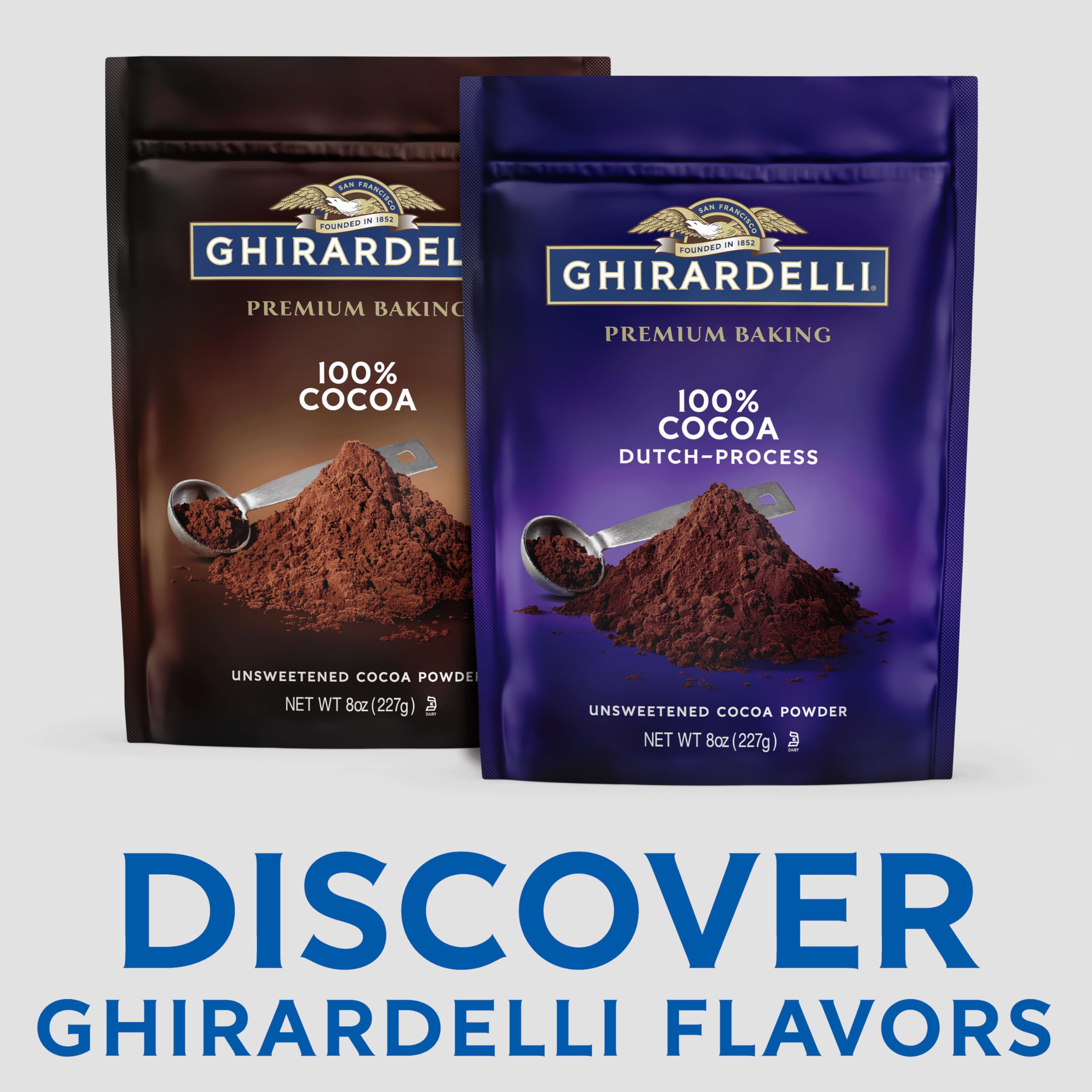 Ghirardelli alkali-treated cocoa powder delivering a smooth texture for cookies and muffins.
