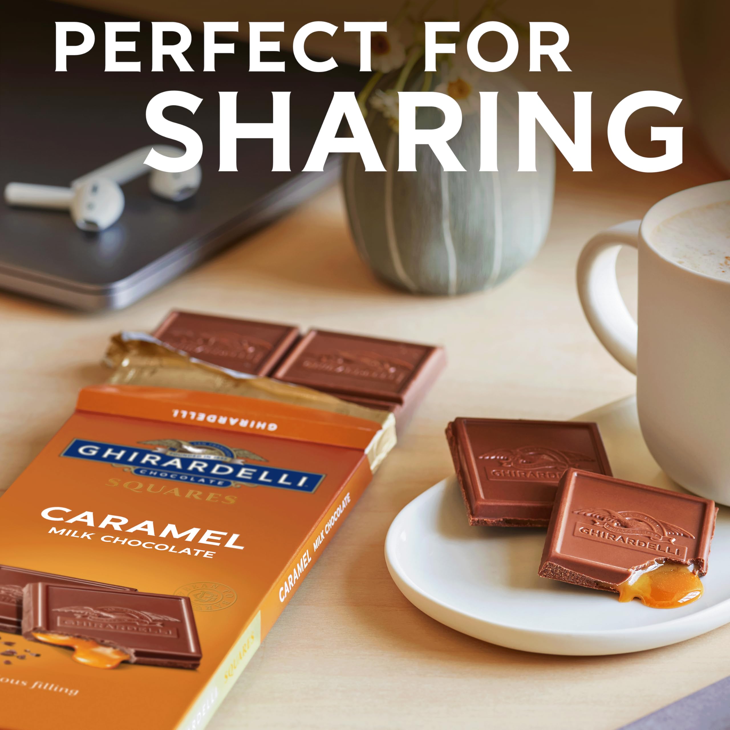 Ghirardelli bar smooth-melting caramel close-up ideal for snacking.