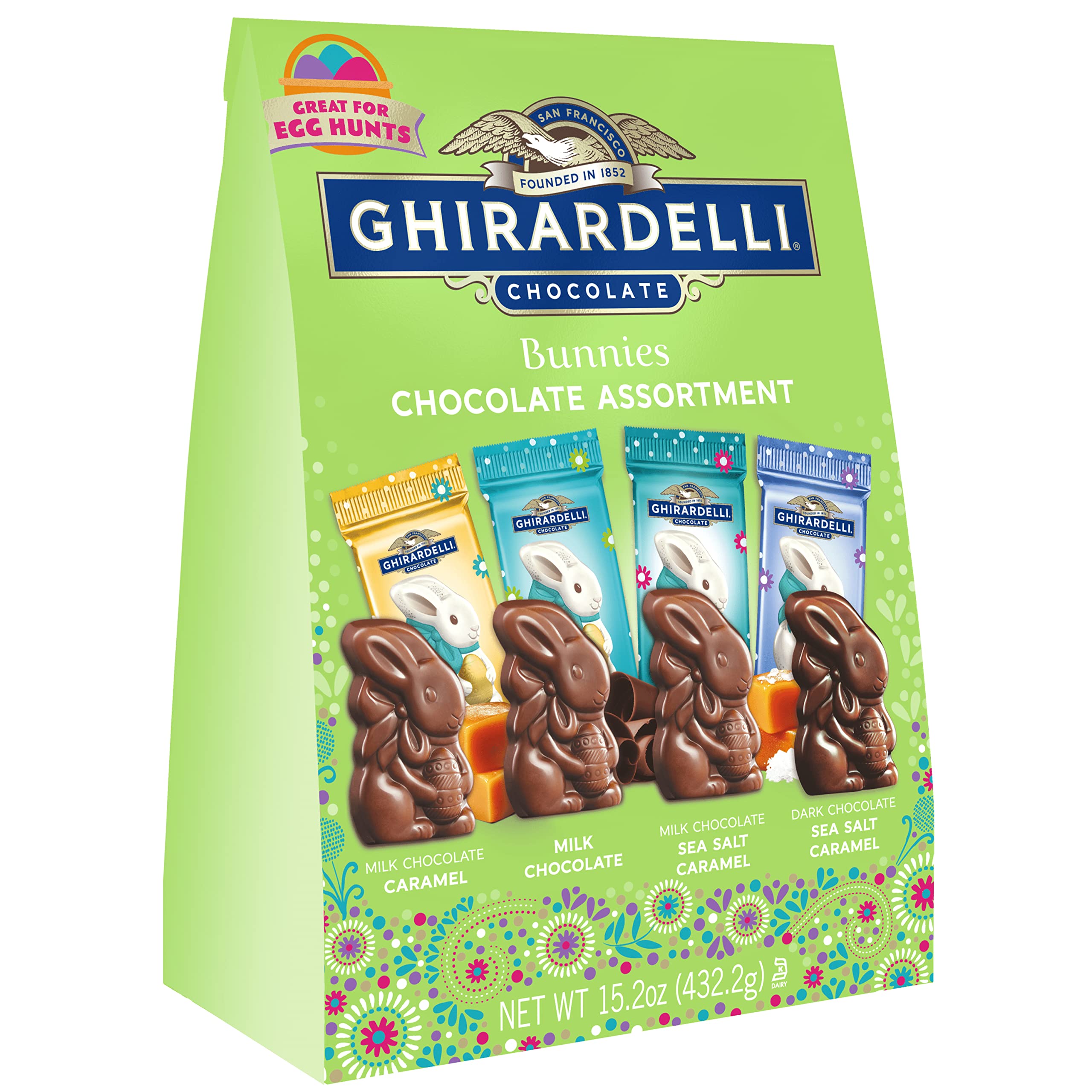 Ghirardelli Bunnies Assortment 15.2 oz bag with festive wrappers, ideal for gifting