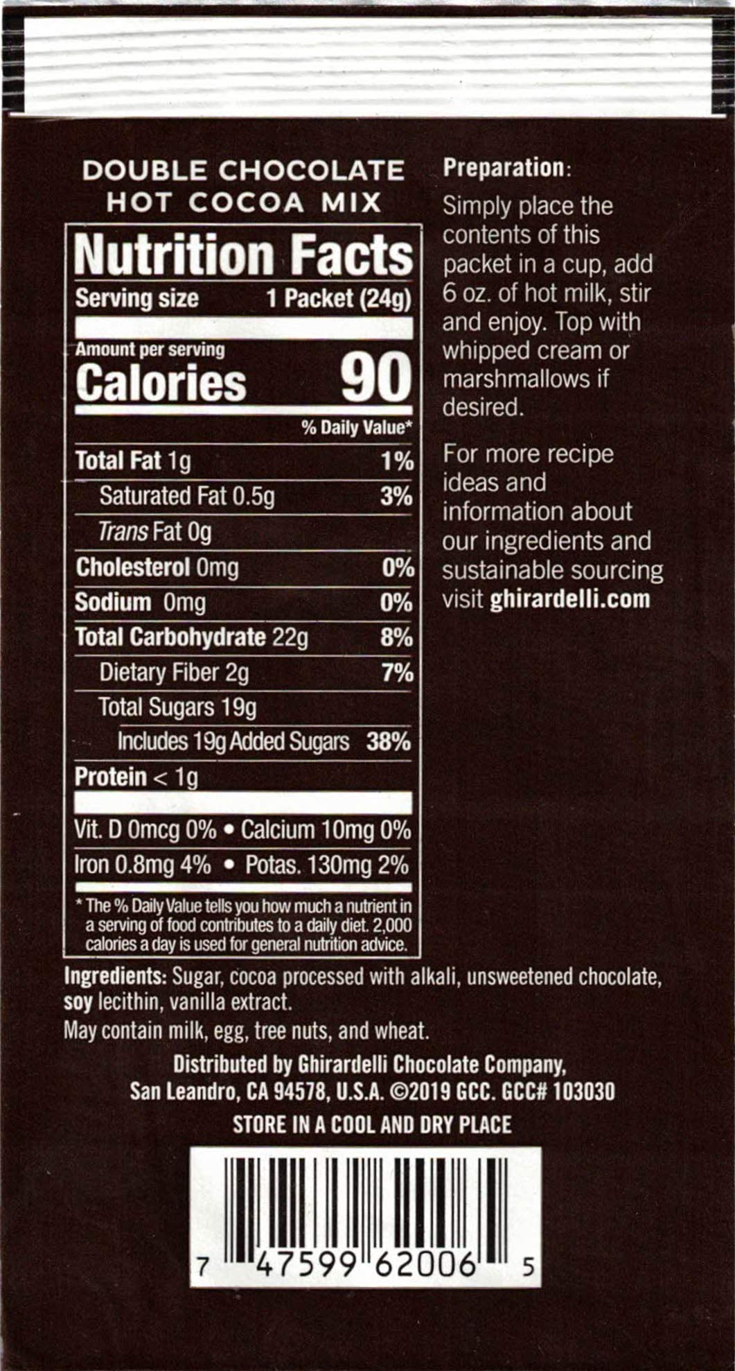 Ghirardelli hot cocoa powder close-up showing premium texture for rich flavor.