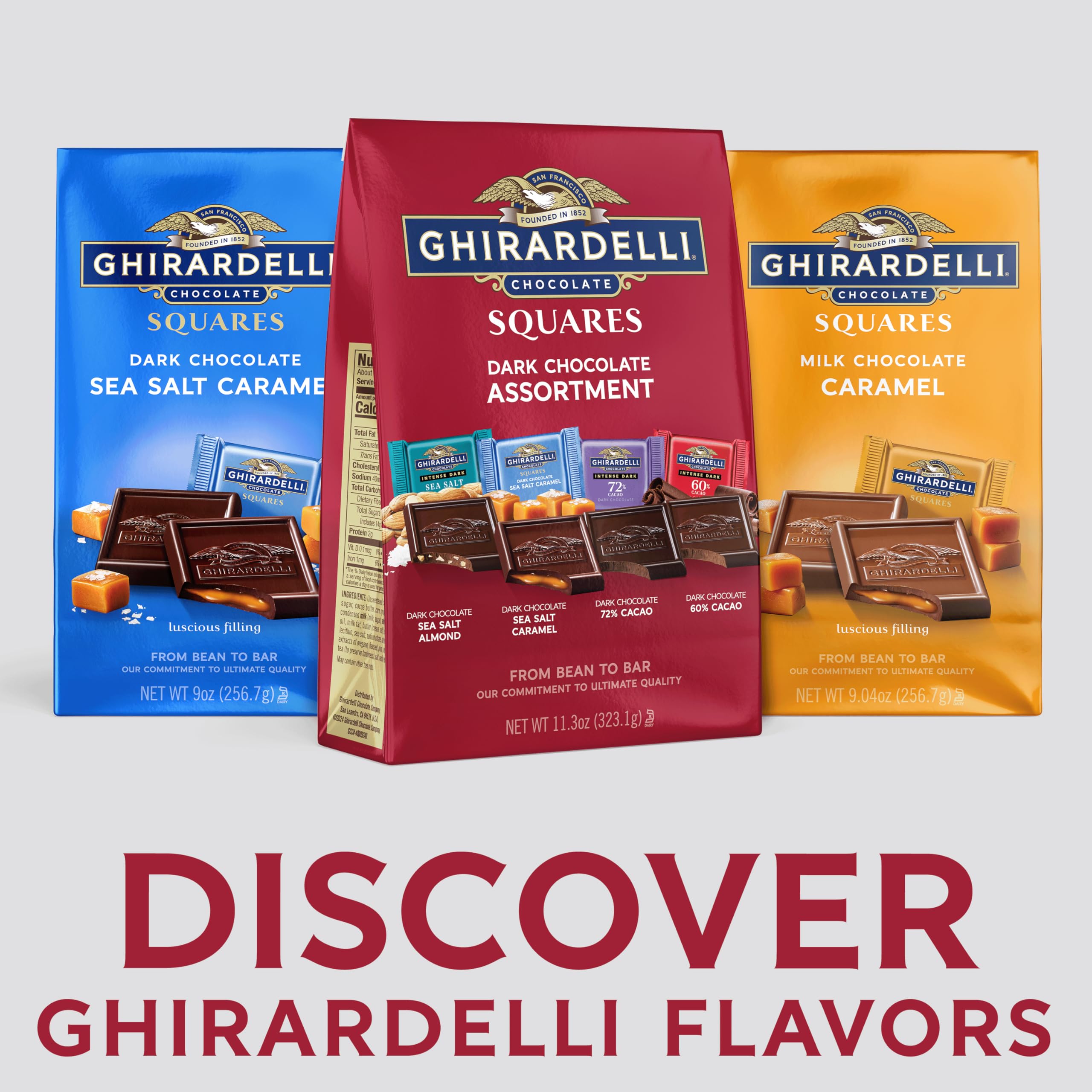 Ghirardelli individually wrapped squares keep freshness for sharing with friends.