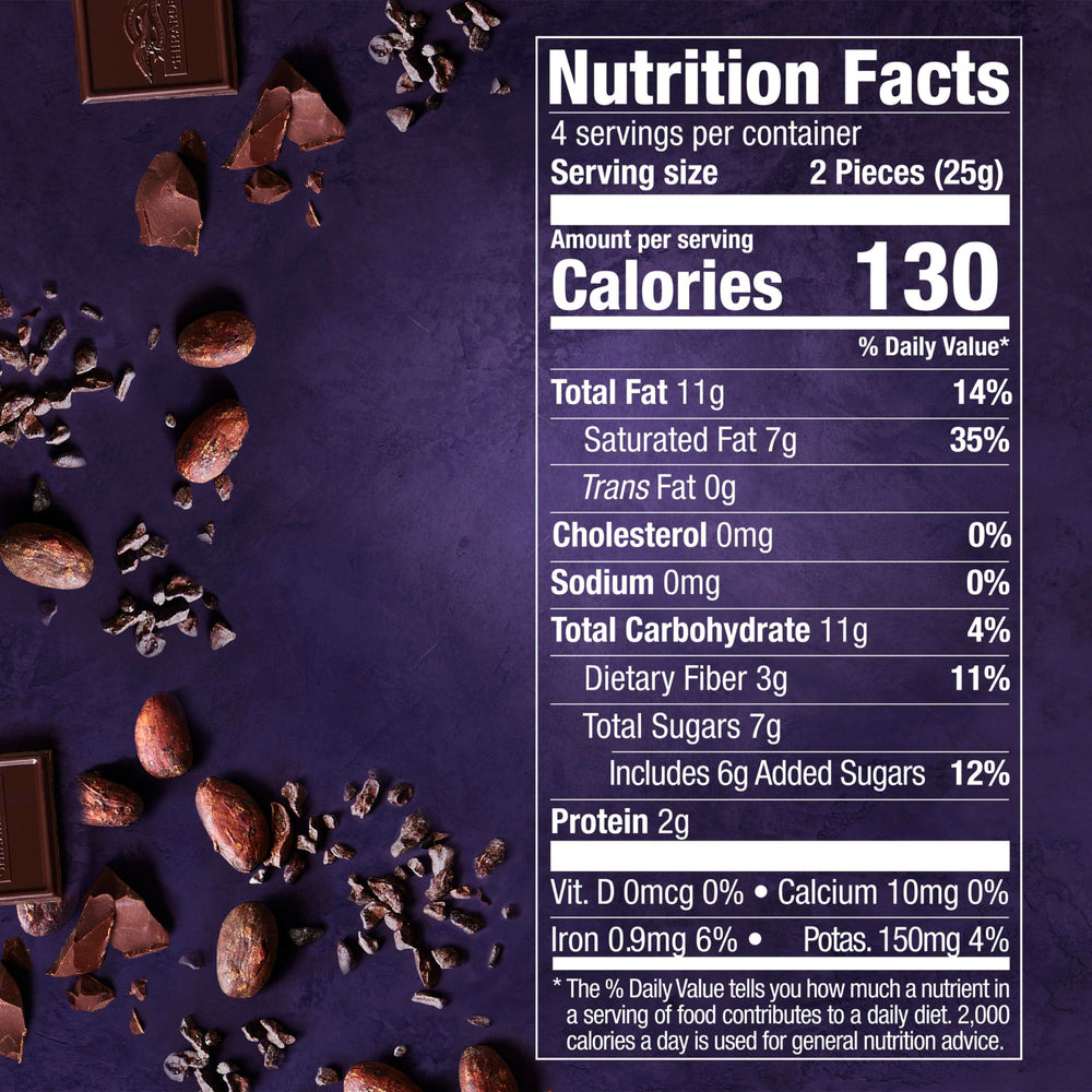 Closeup of Ghirardelli Intense Dark 72% bar showing rich texture