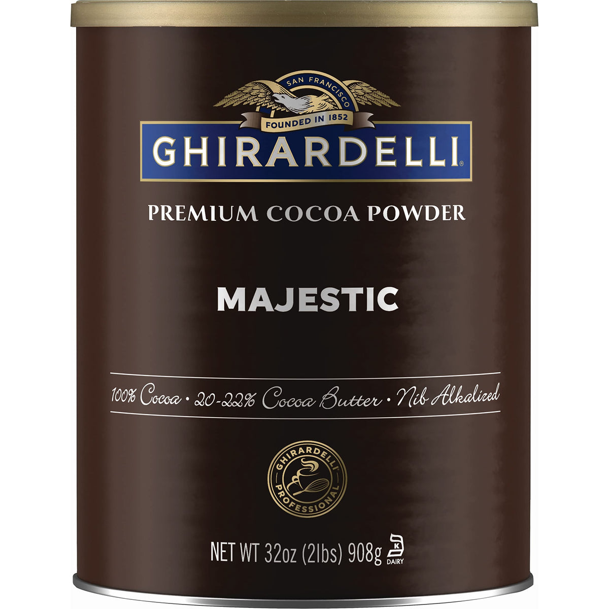 Ghirardelli Majestic Dutch-Processed Cocoa Powder 2lb pack for baking rich flavor.