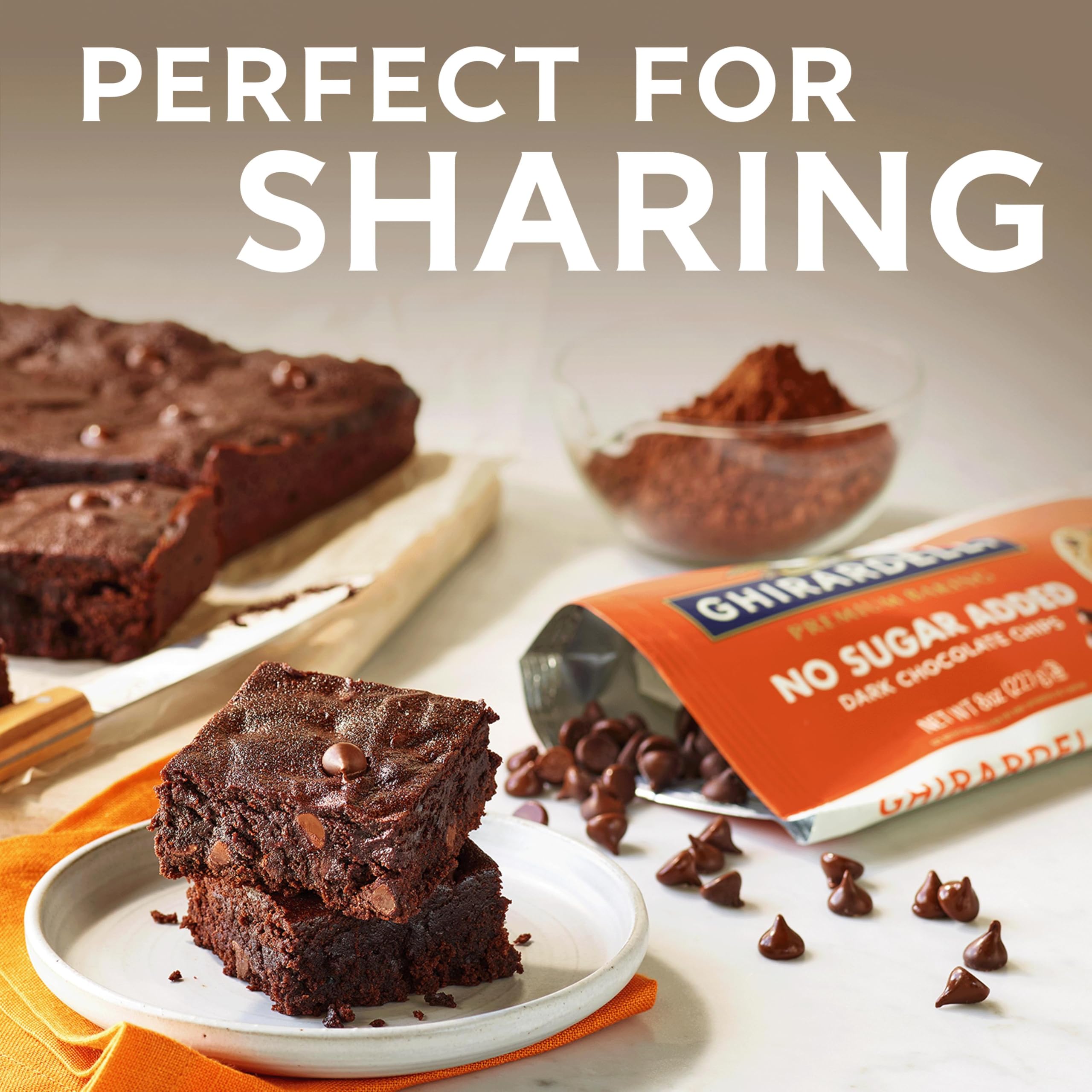 Bag open with chips ready to pour into cookie dough, Ghirardelli No Sugar Added