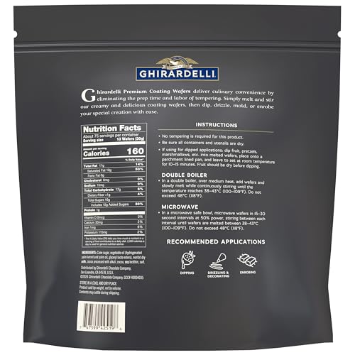 Ghirardelli Premium Dark Coating Wafers melted smoothly for effortless dipping and coating.