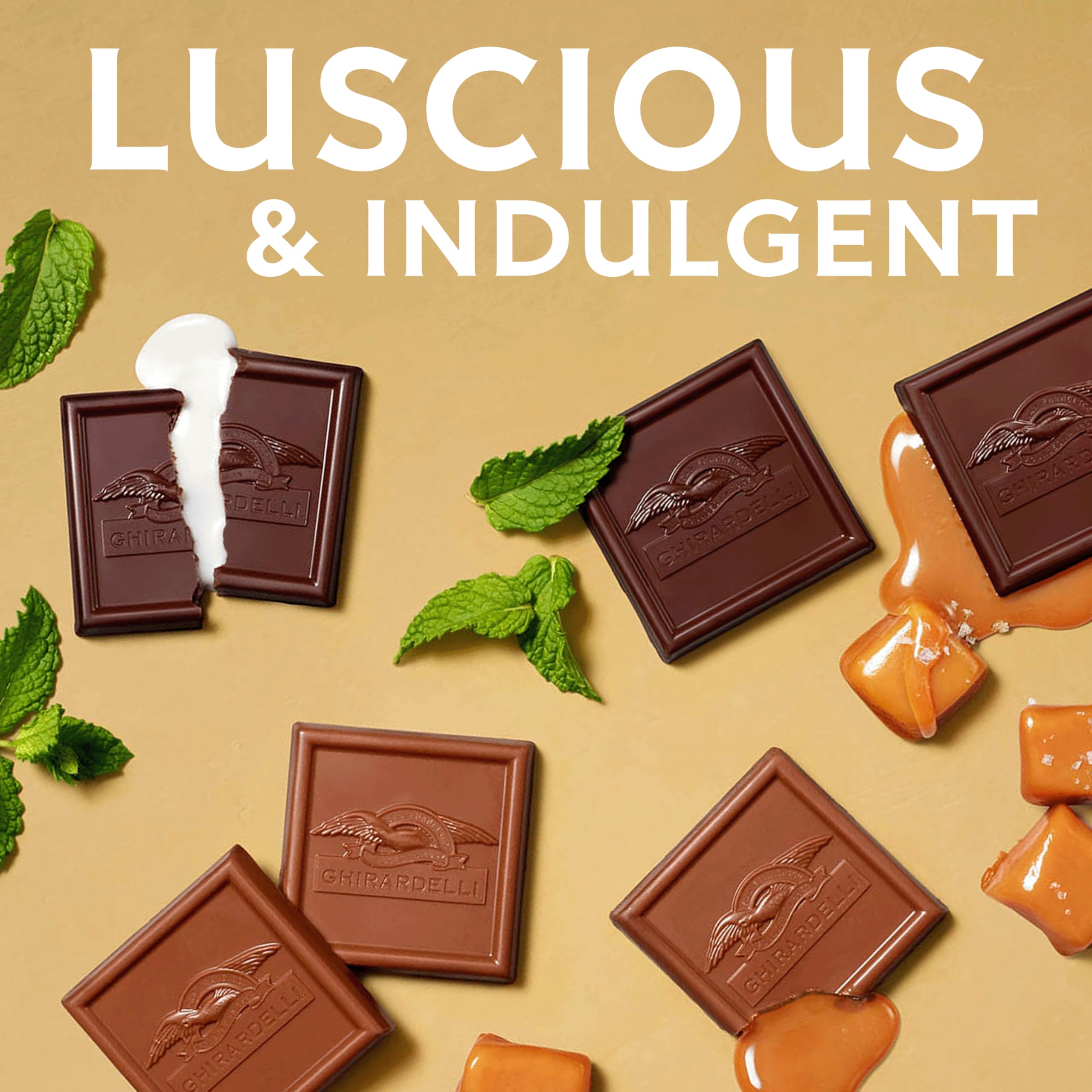 Ghirardelli Premium Ingredients, rich cocoa beans highlighted for quality moments.