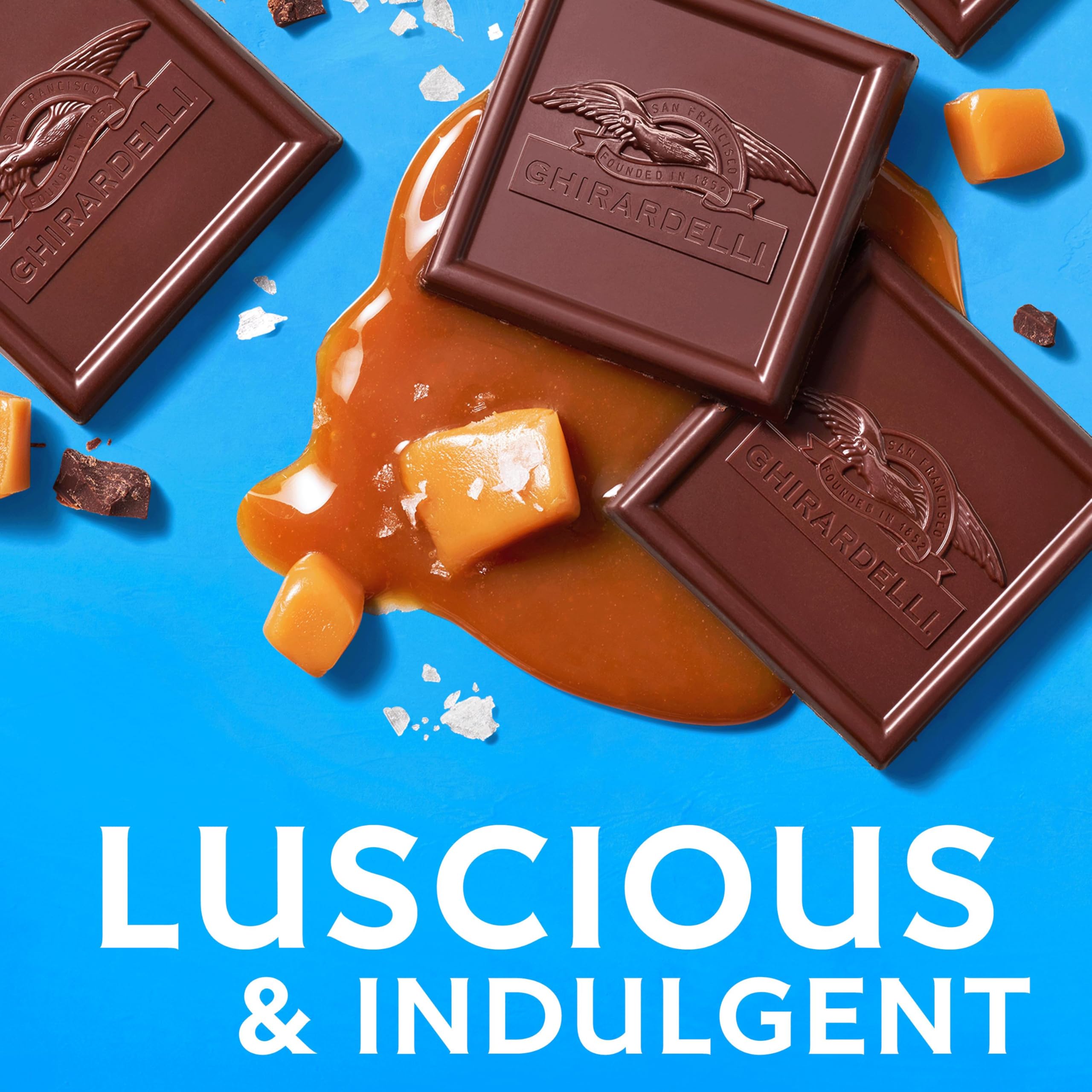 GHIRARDELLI sea salt caramel filling detail highlights premium caramel