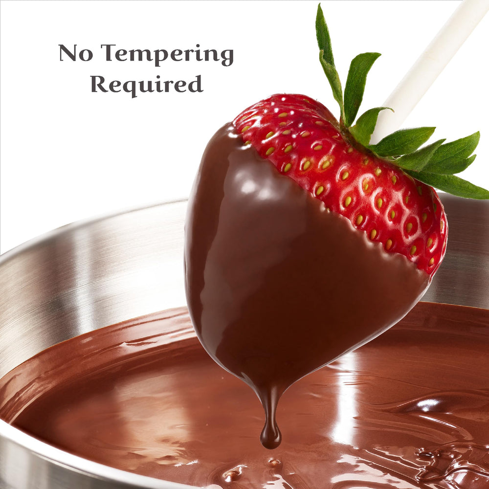 Ghirardelli wafers used to dip strawberries for a glossy finish.
