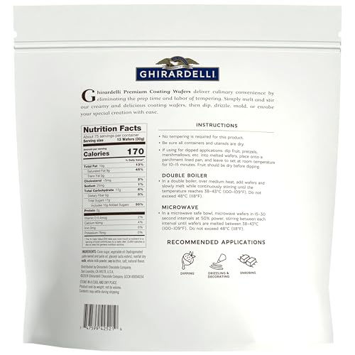 Ghirardelli wafers melting smoothly in a bowl for easy dipping and enrobing.