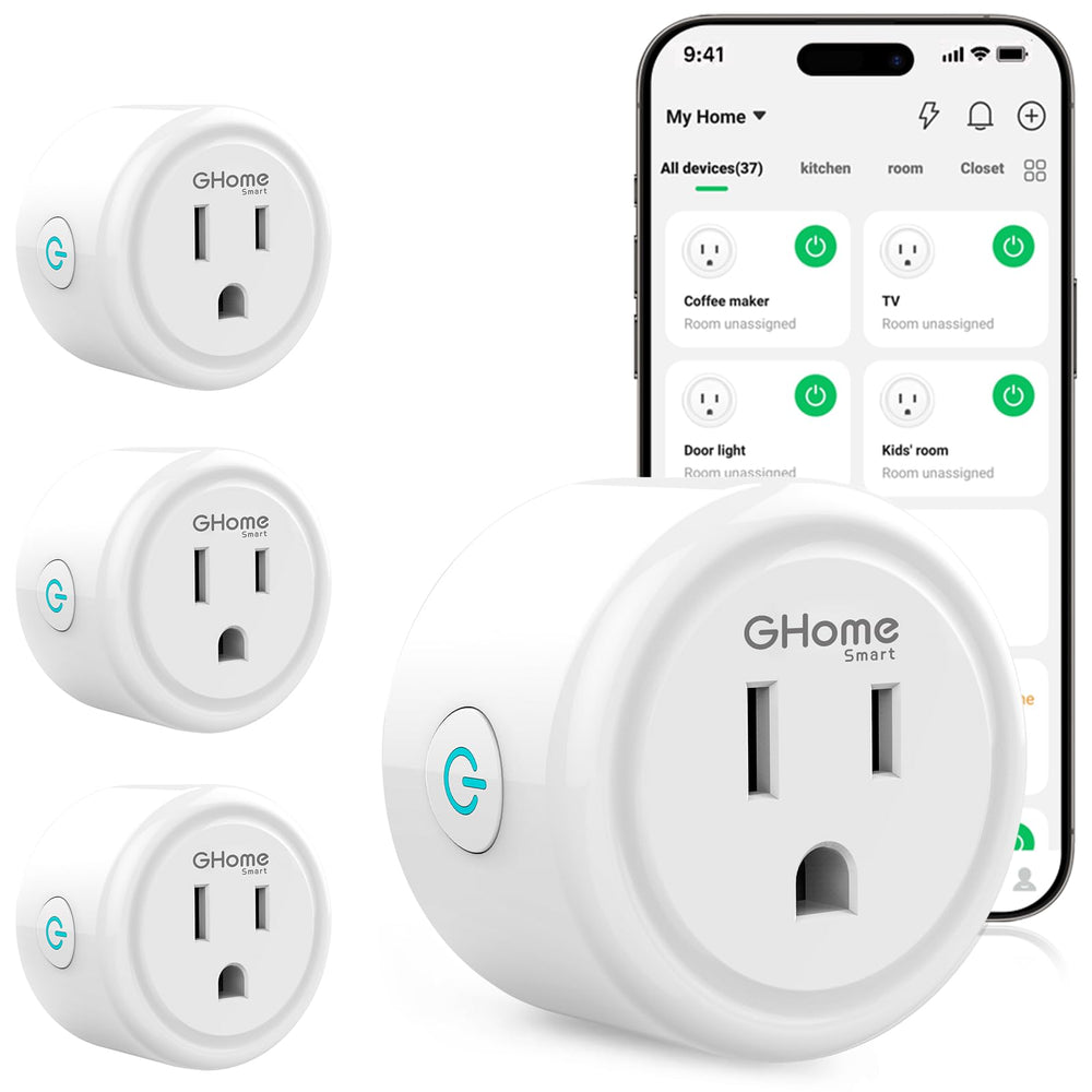 GHome Smart Plug in use powering lamps with remote control.