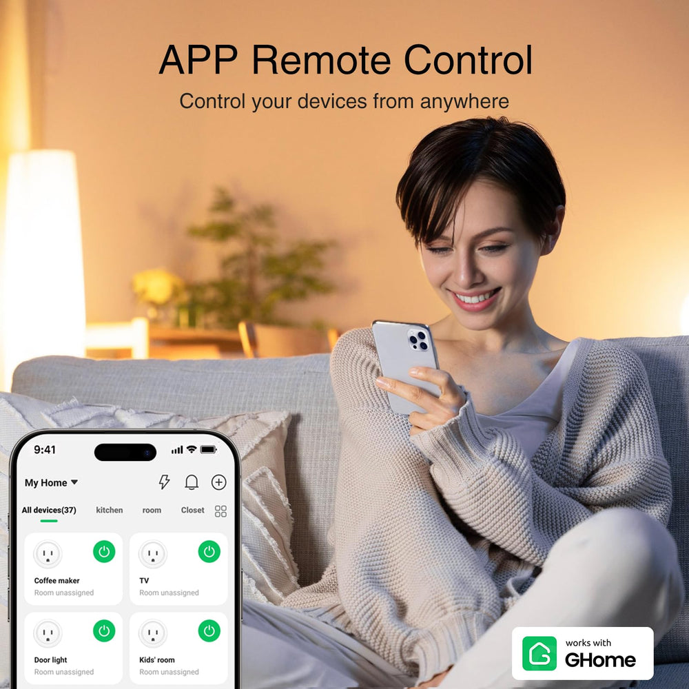 GHome Smart Plug voice control enables hands-free commands via Alexa or Google Assistant.