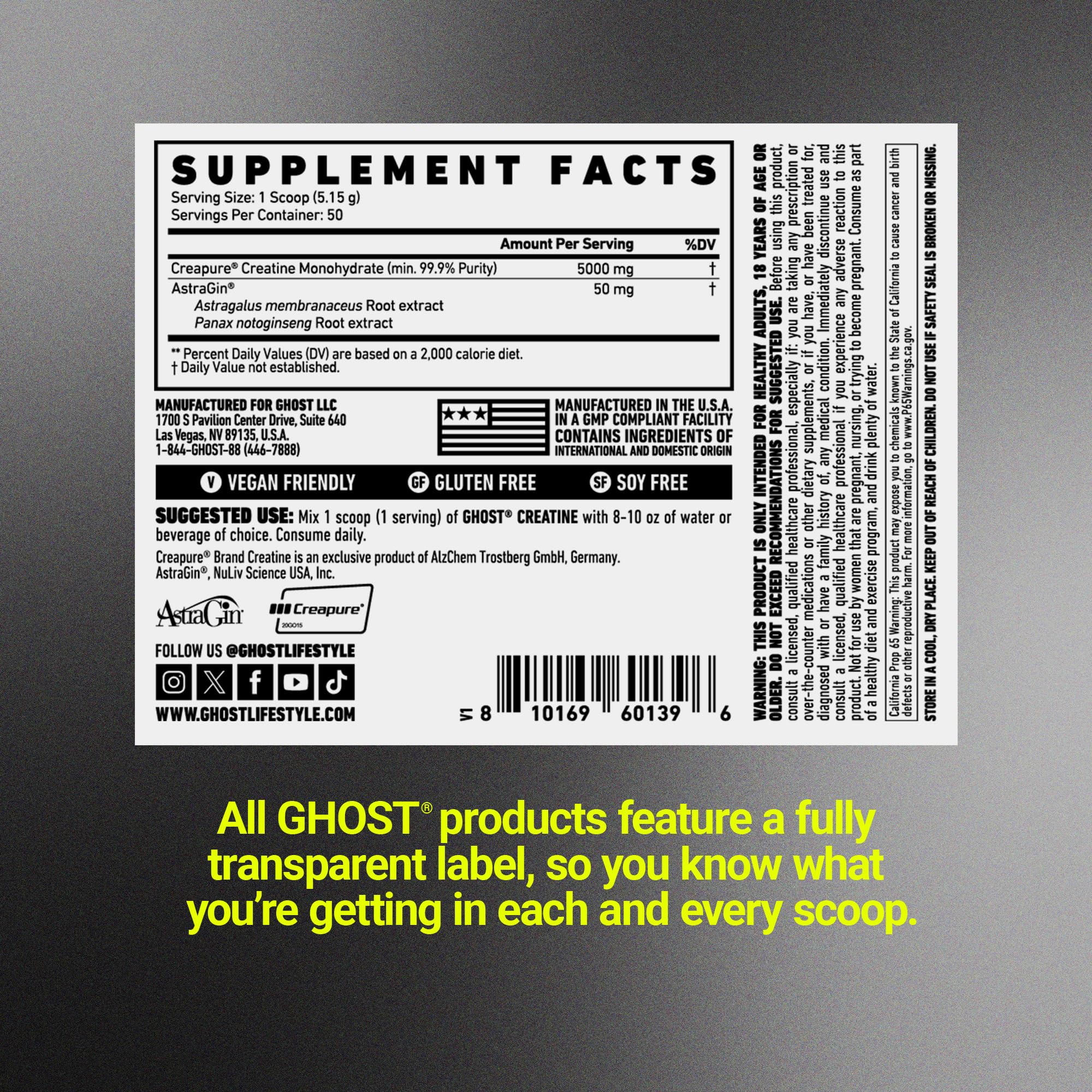 GHOST Basics Creatine unflavored powder being added to a shake