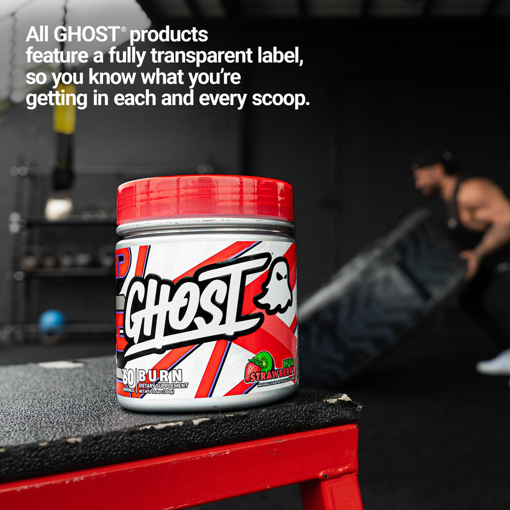 GHOST Burn Kiwi Strawberry drink in glass with refreshing flavor after training