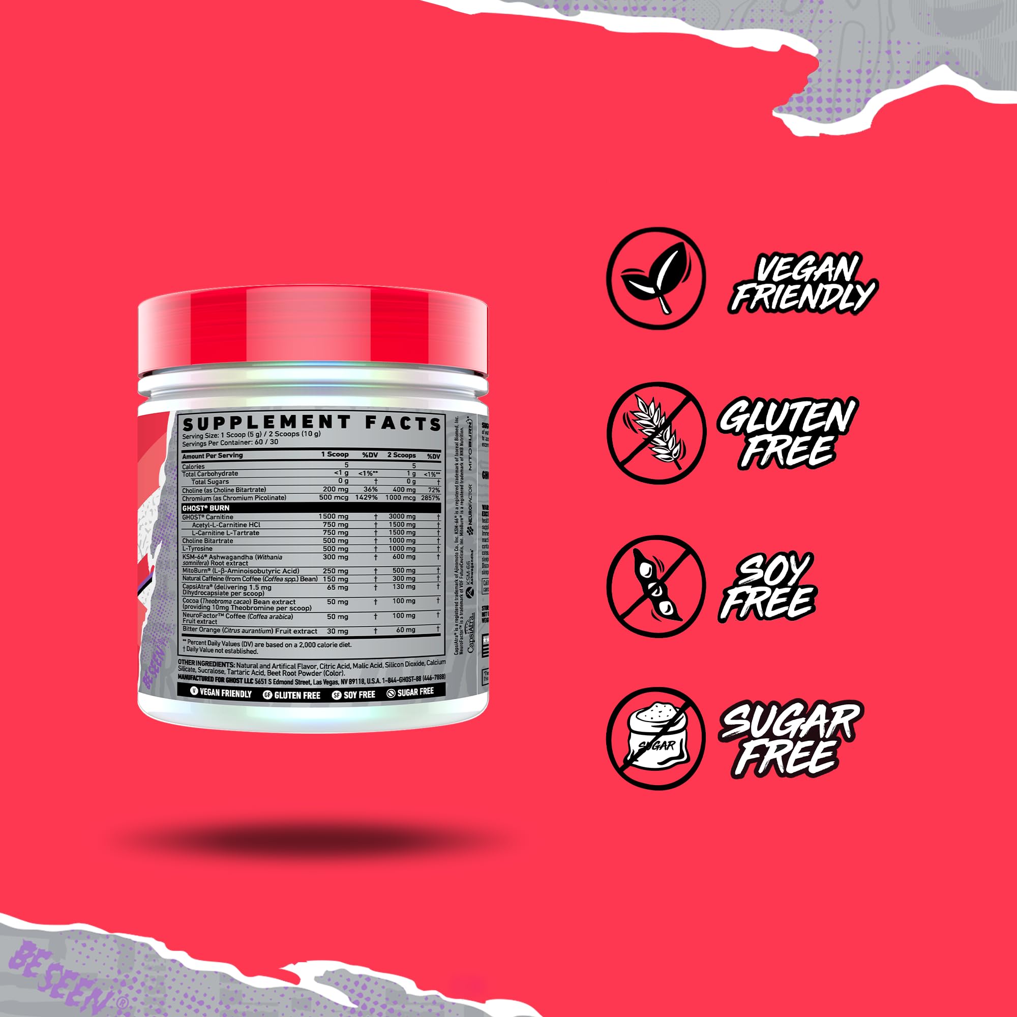 GHOST Burn Kiwi Strawberry powder mix dissolving quickly during workouts