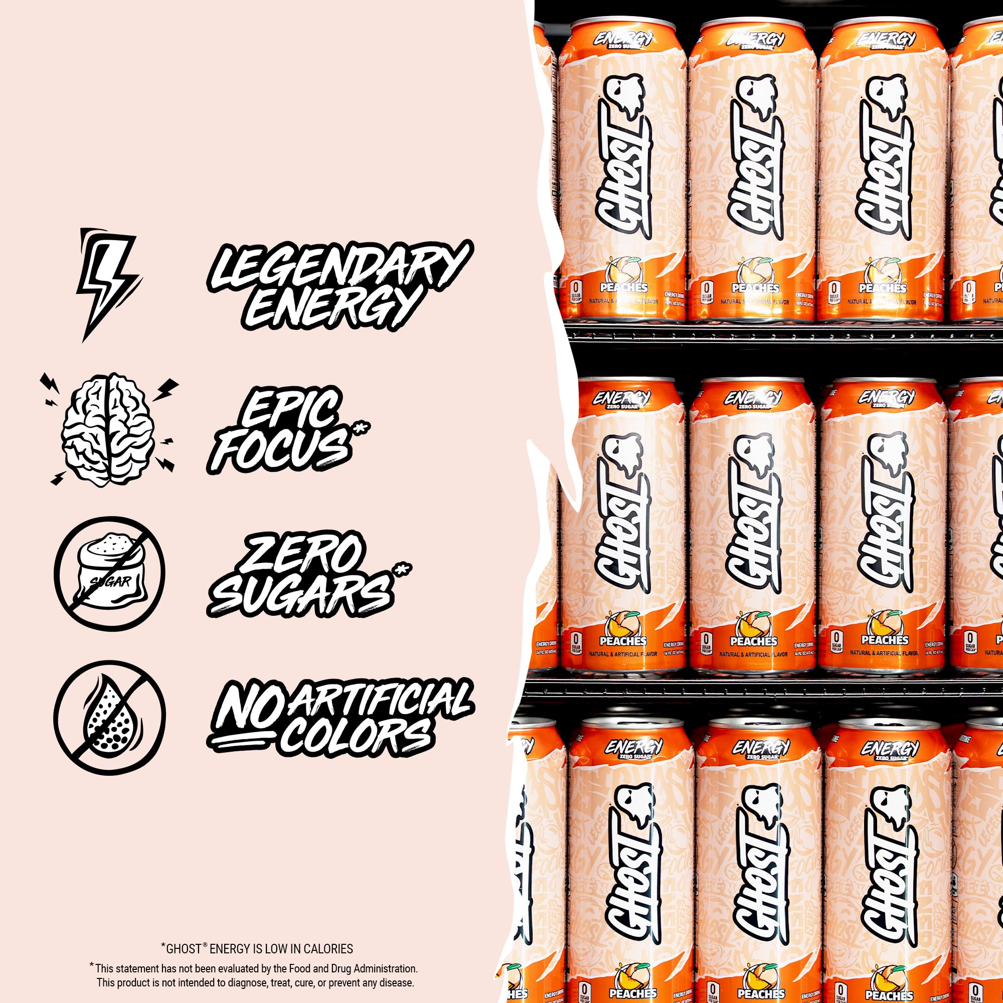 GHOST Energy 12-pack cans arranged to showcase value.