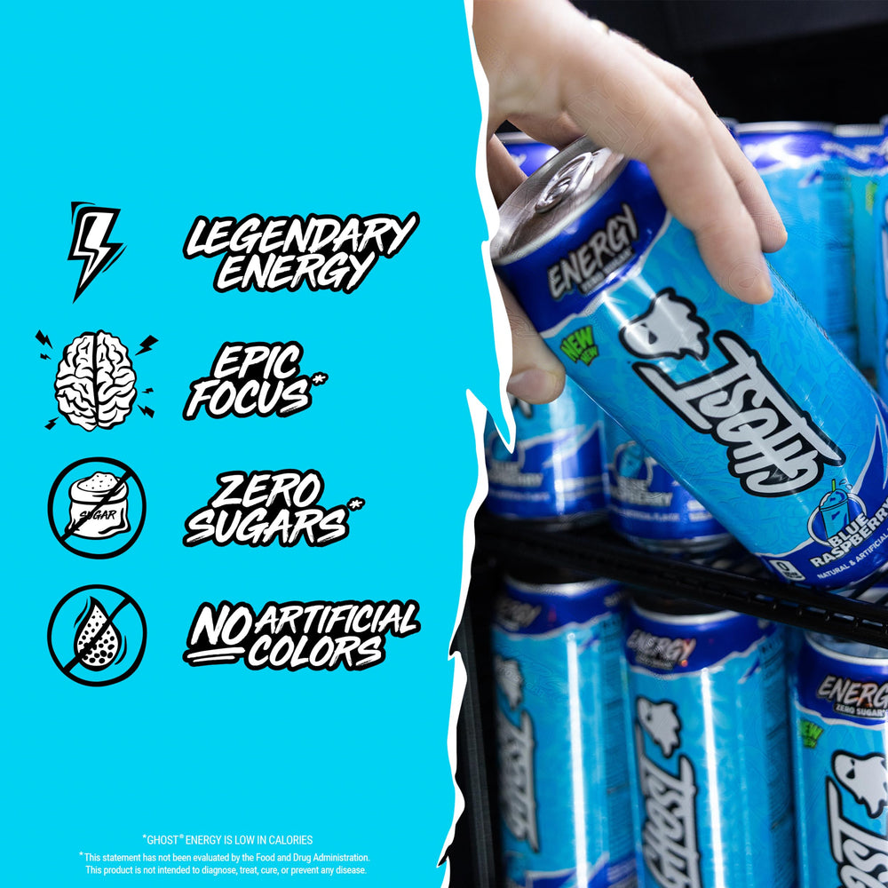 GHOST Energy label emphasizes full disclosure with no proprietary blends.