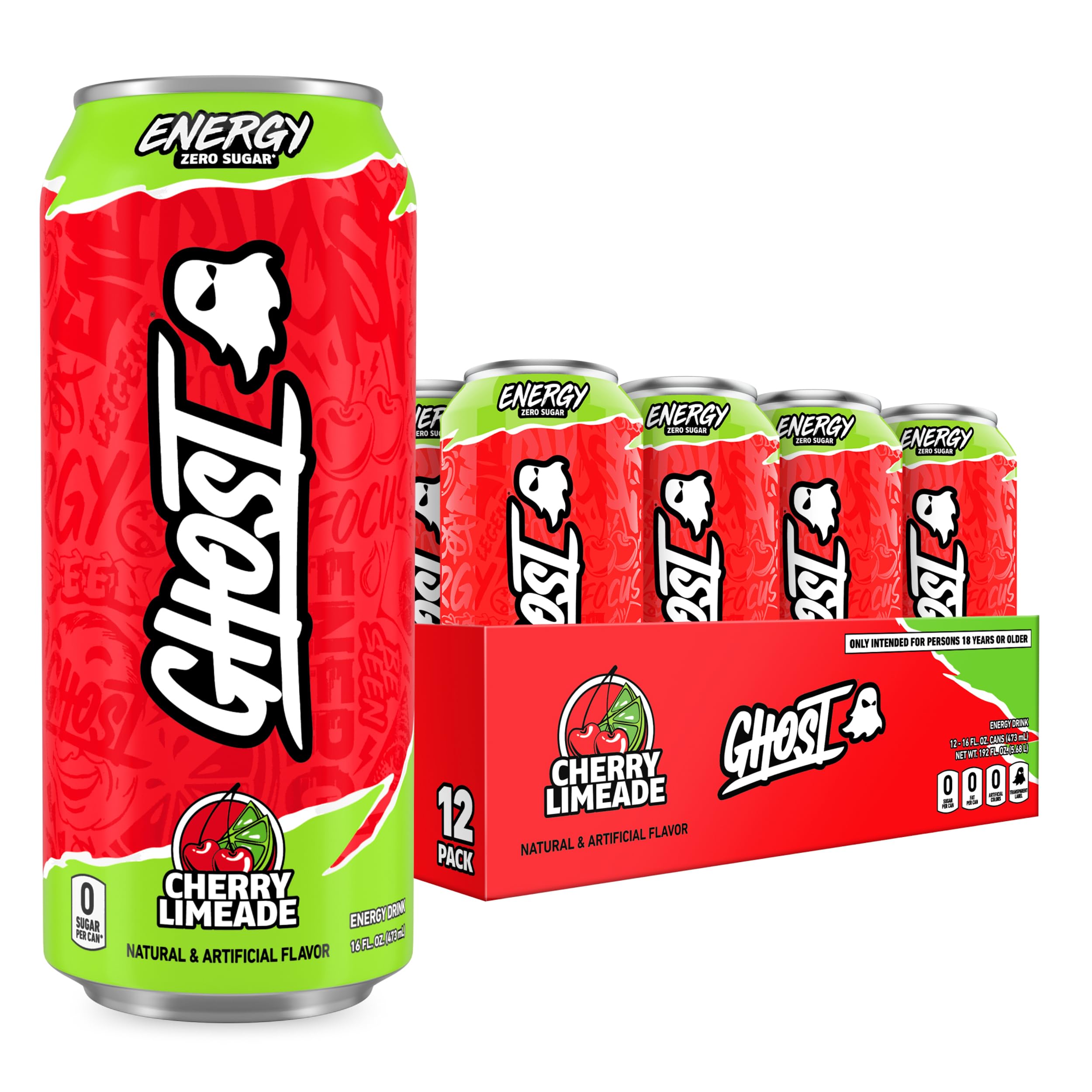 GHOST Energy Cherry Limeade can front for a refreshing performance booster