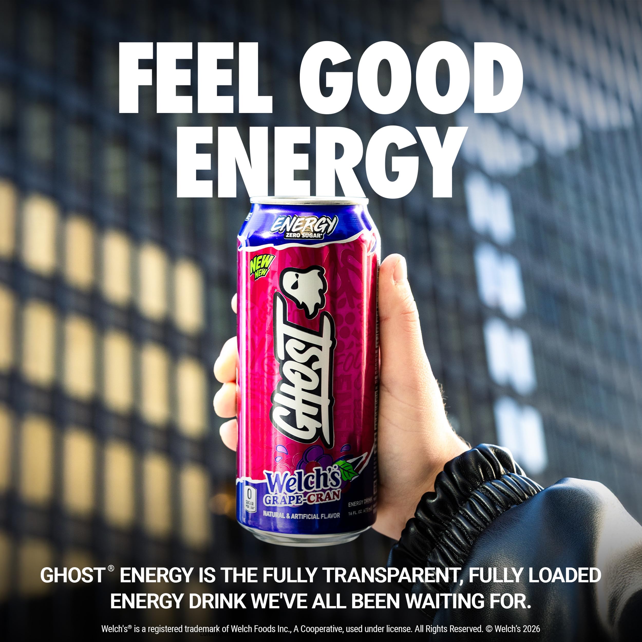 Ghost Energy label reveals transparent ingredients for clear, mindful energy choices.