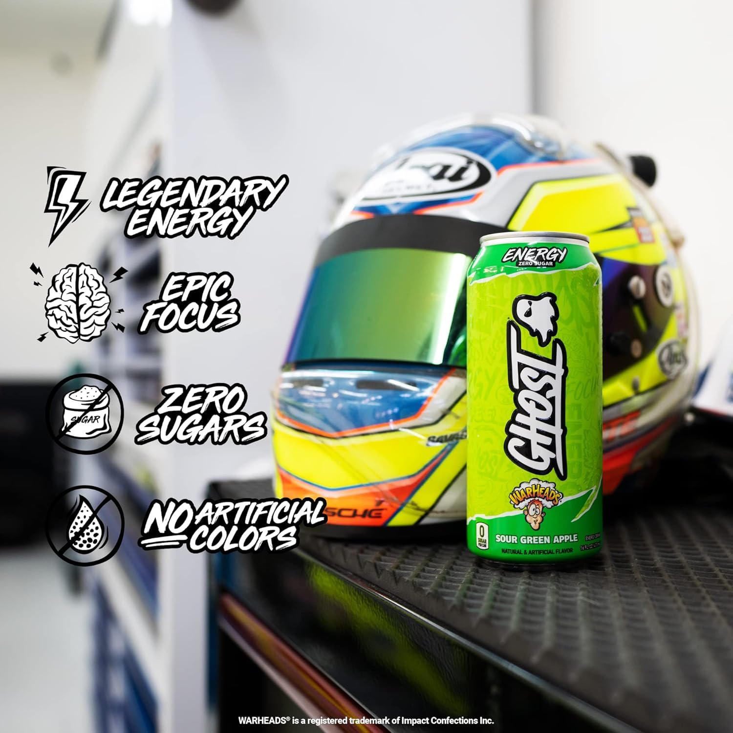 GHOST Energy includes 200mg natural caffeine for steady energy and focus.