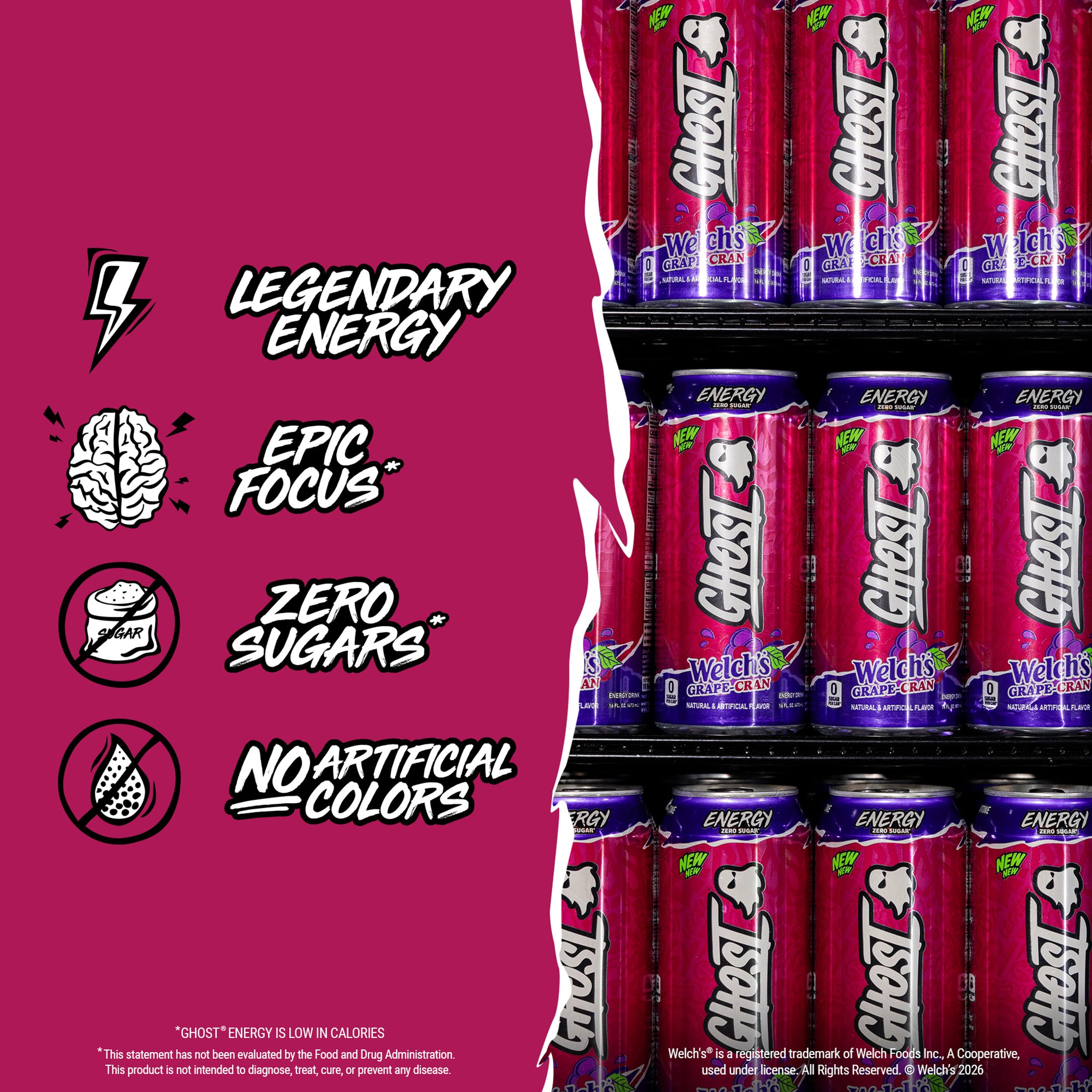 Ghost Energy pouring into a glass demonstrates quick, flavorful focus on demand.
