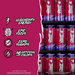 Ghost Energy pouring into a glass demonstrates quick, flavorful focus on demand.